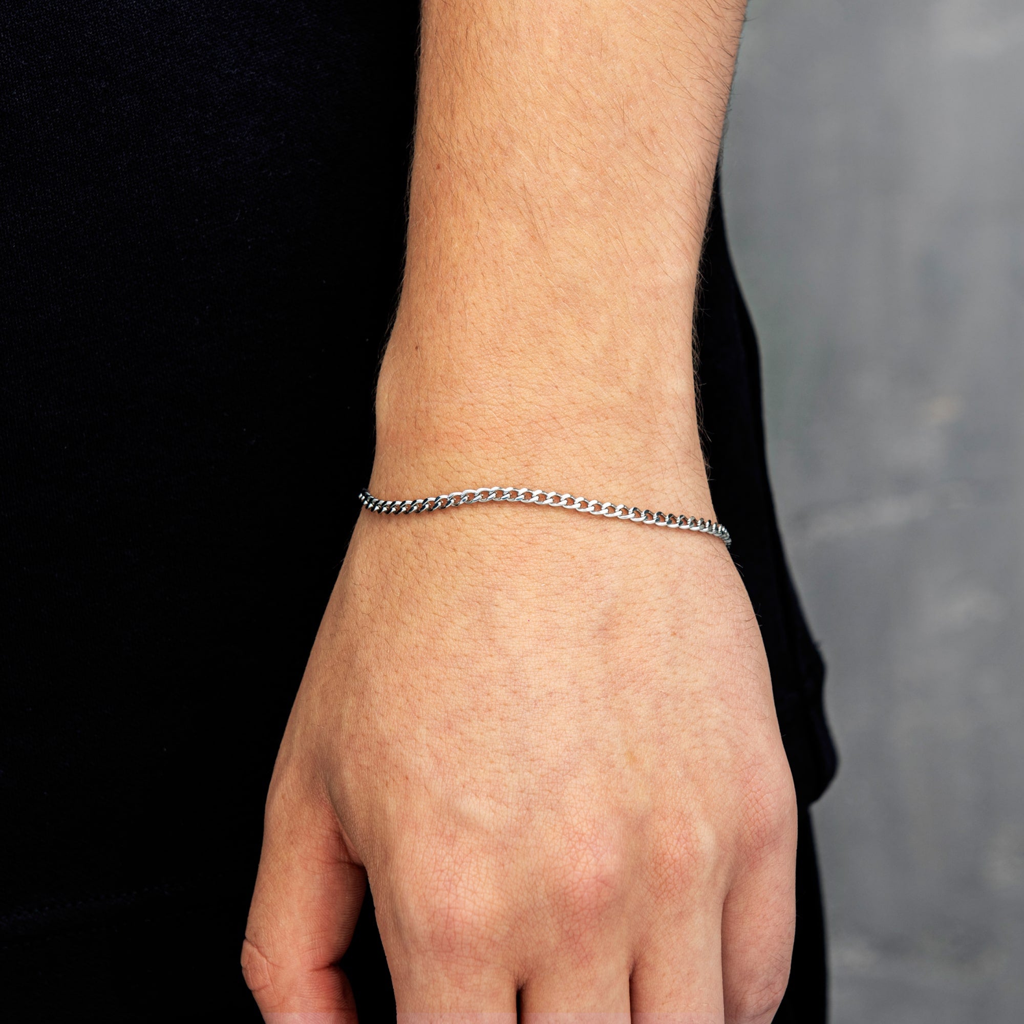 Curb Cuban Link Bracelet 3mm White Gold