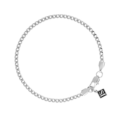 Bracciale a maglie cubane in oro bianco da 3 mm