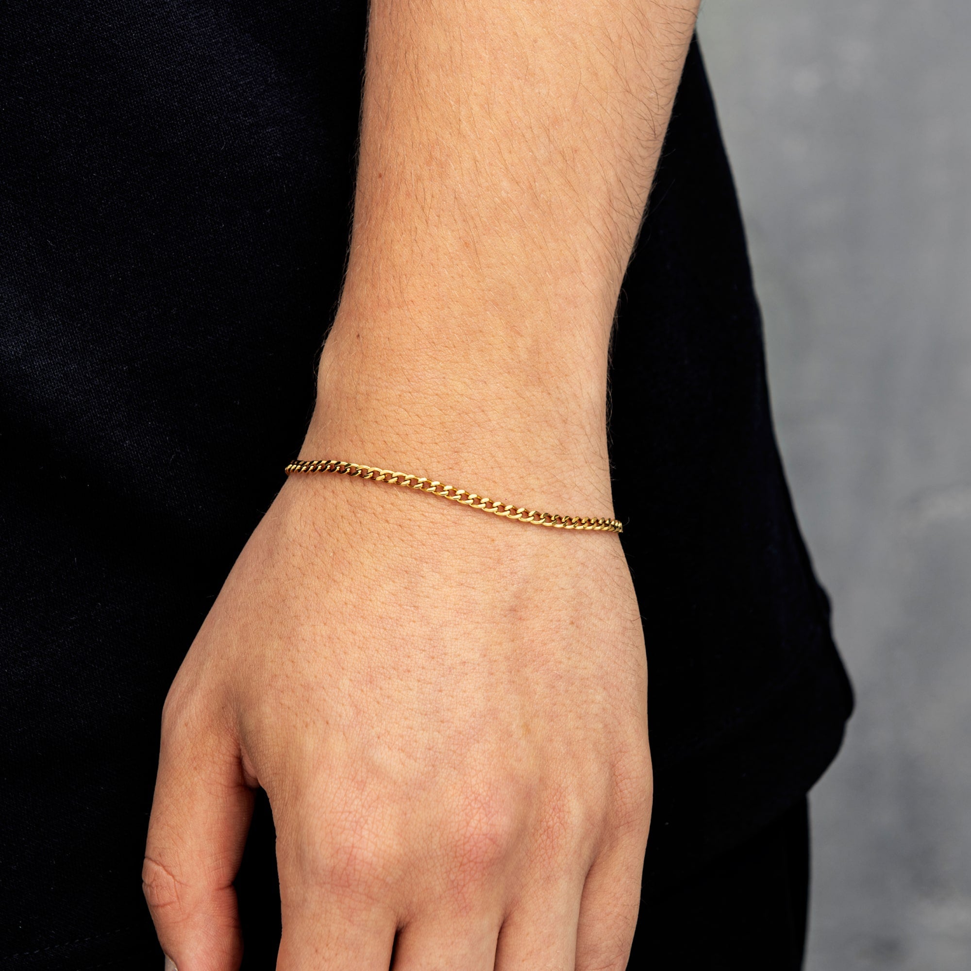 Curb Cuban Link Bracelet 3mm Gold