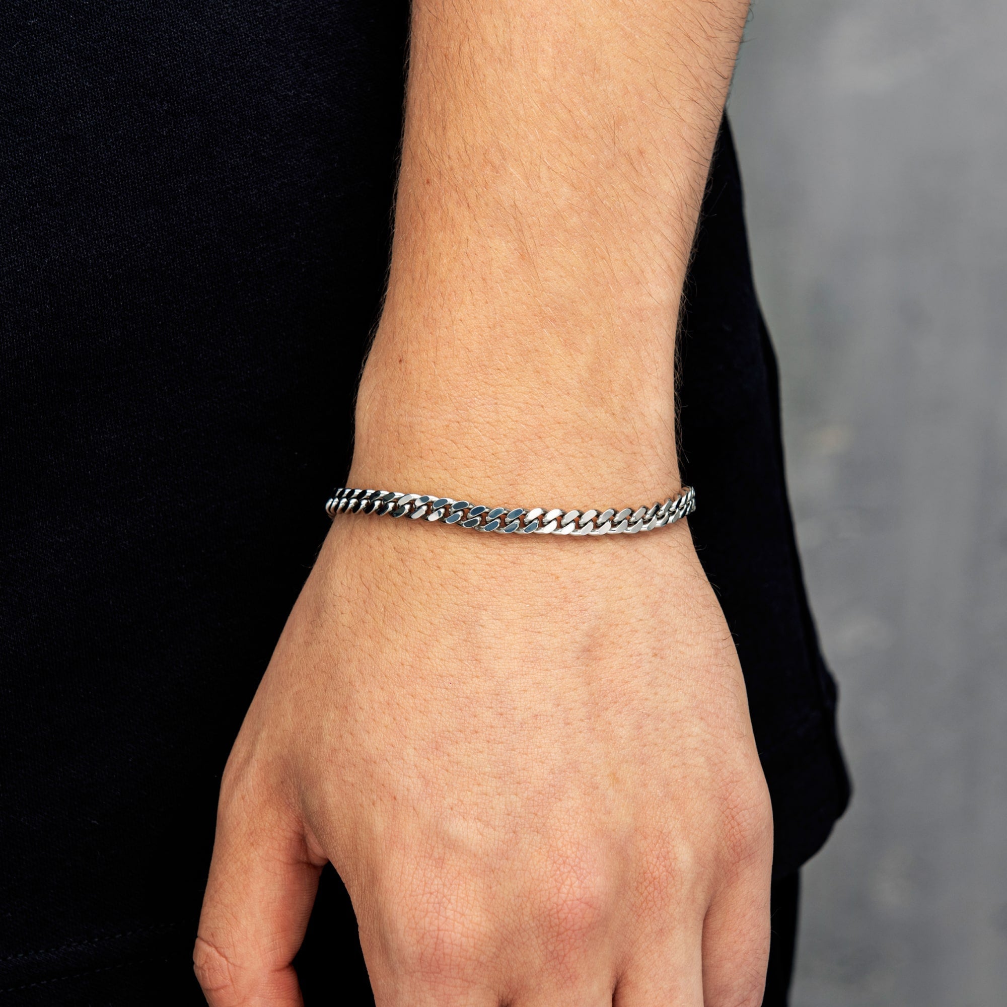 Curb Cuban Link Bracelet 5mm White Gold