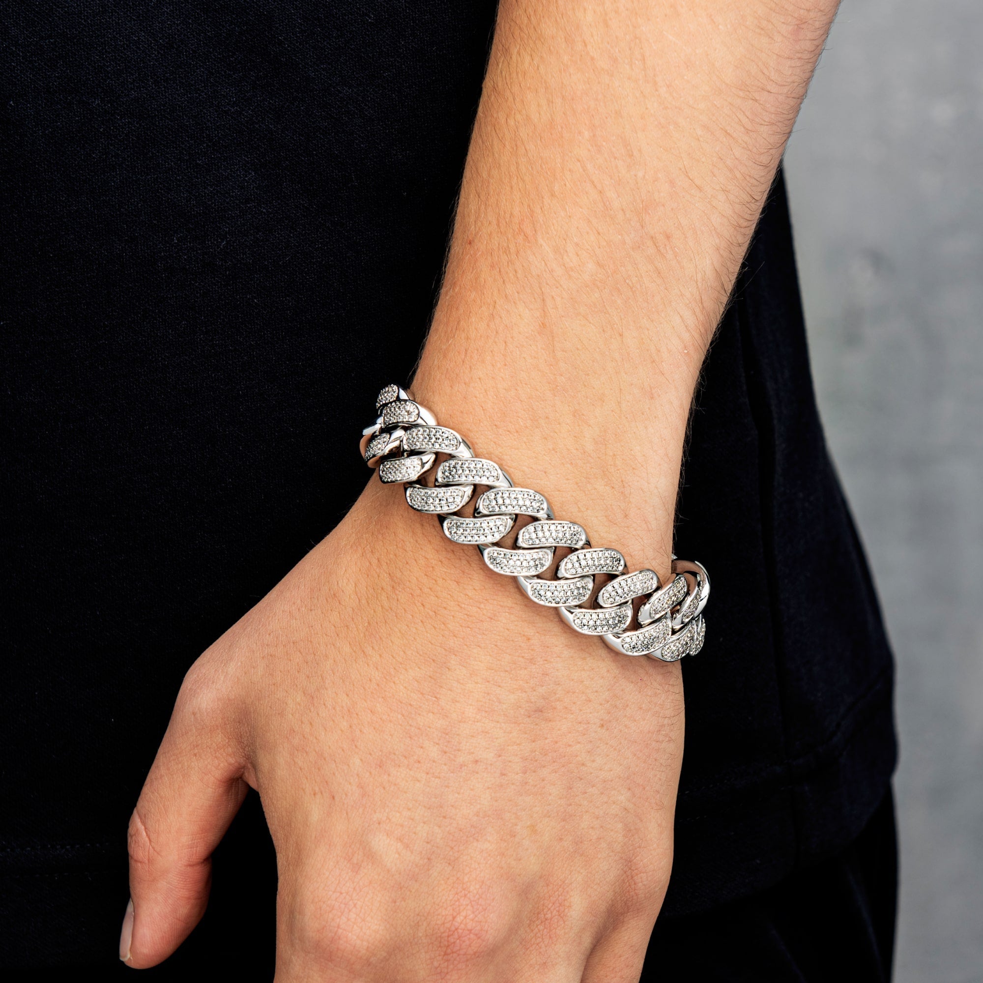 Diamond Cuban Link Bracelet 18mm White Gold