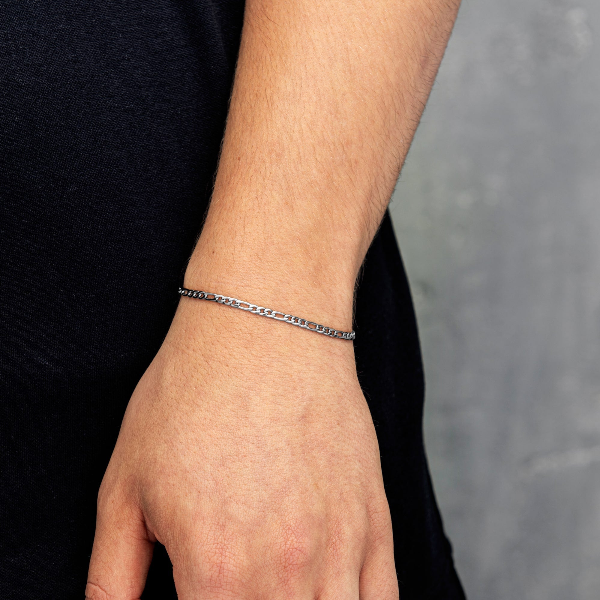 Figaro Bracelet 3mm White Gold