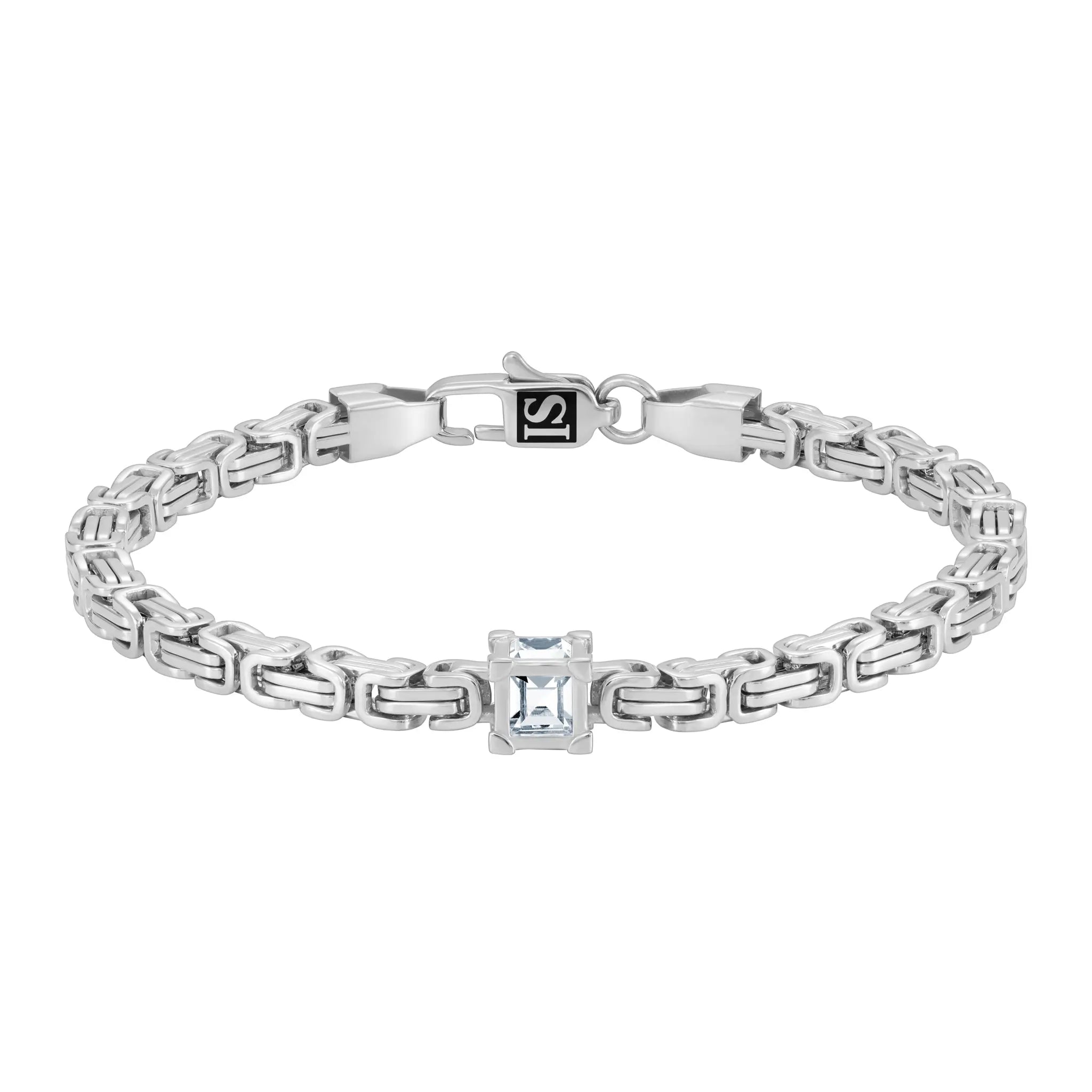 Byzantine Diamond Cube Bracelet 4mm White Gold