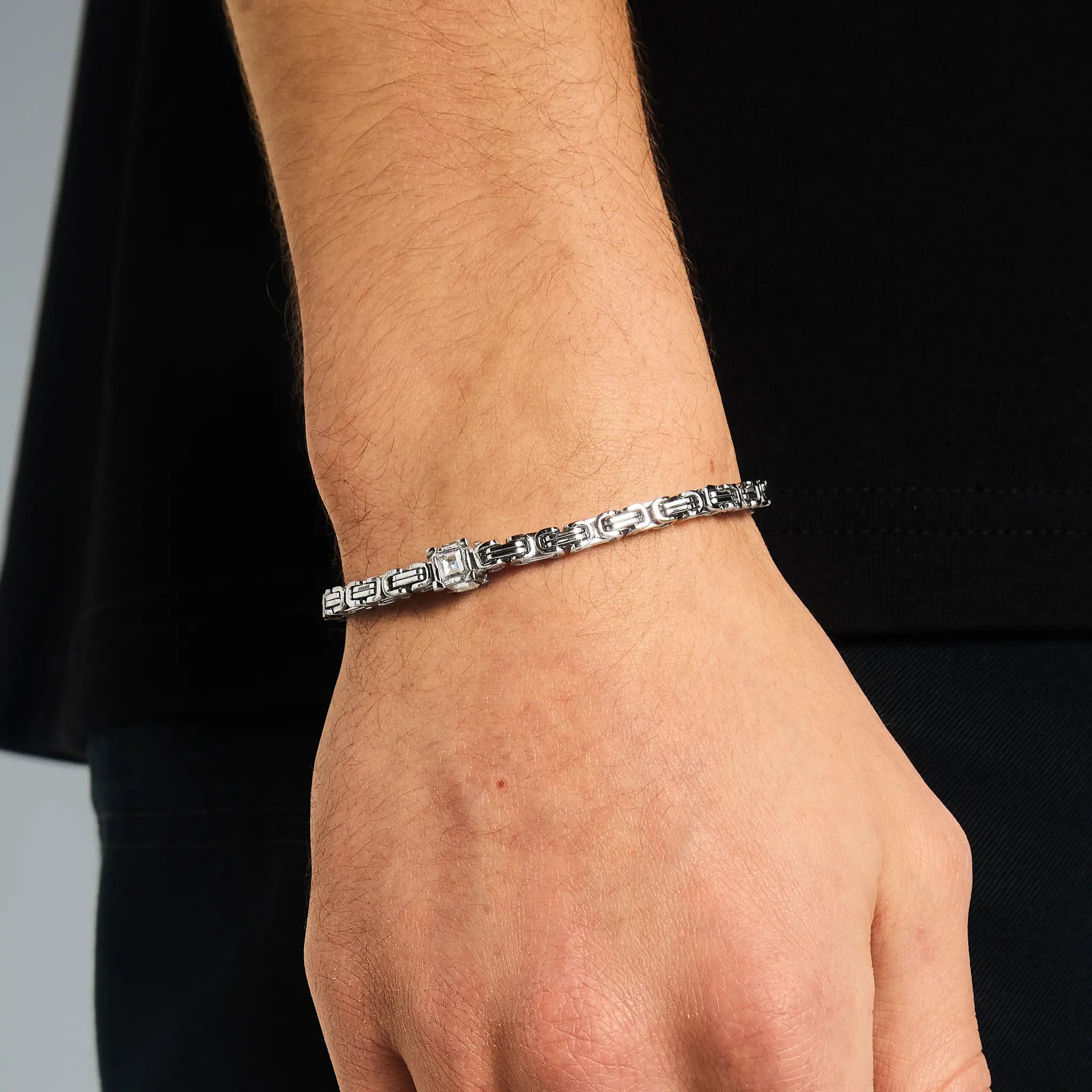 Byzantine Diamond Cube Bracelet 4mm White Gold