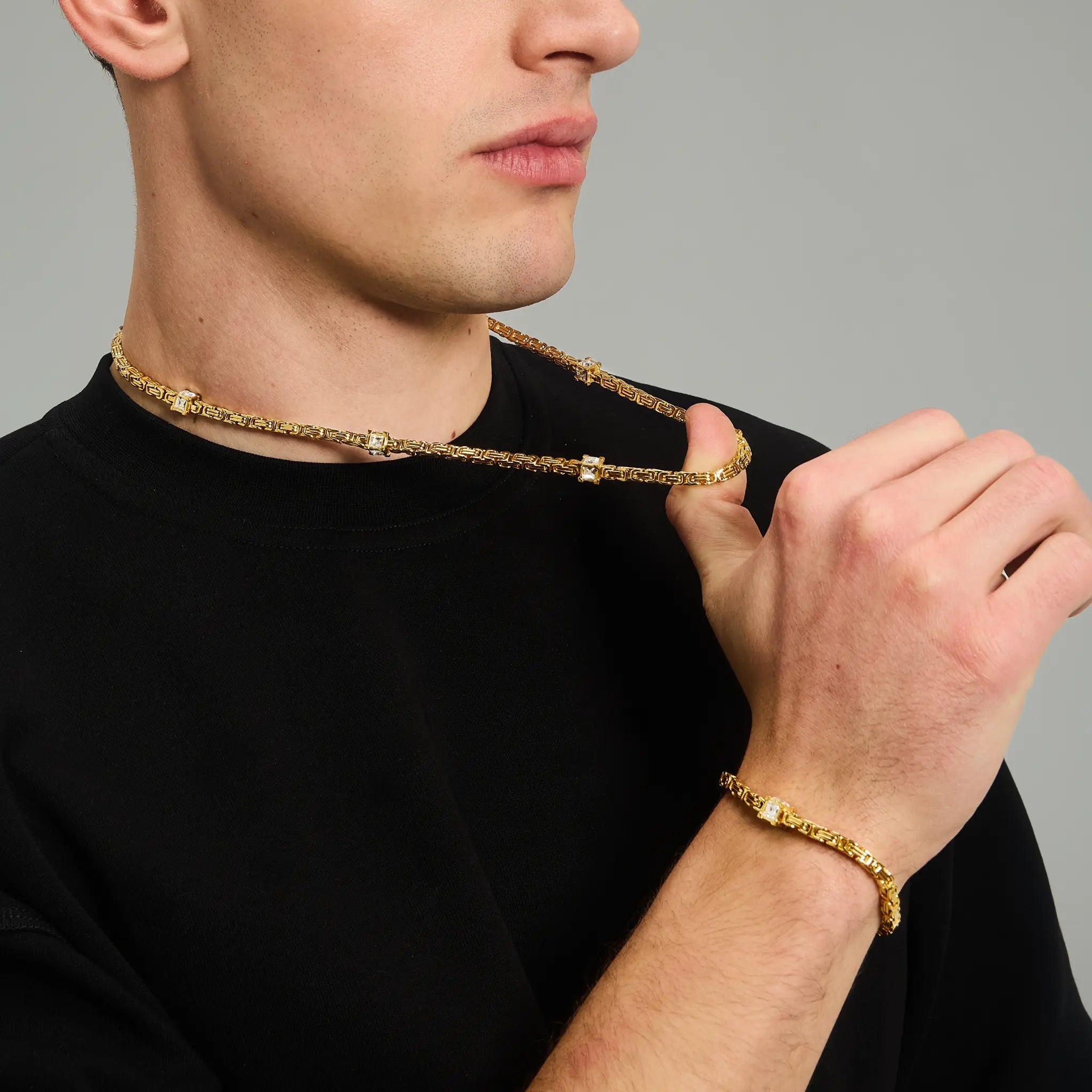 Byzantine Diamond Cube Chain 4mm Gold