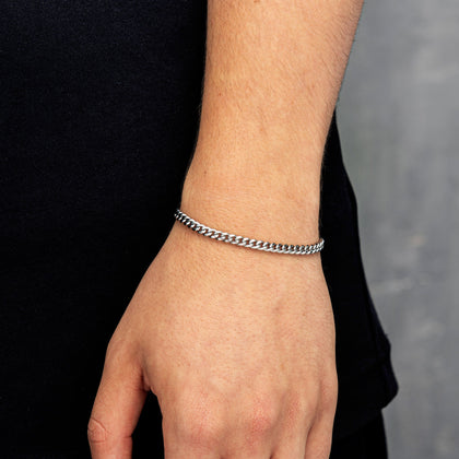 Bracciale a maglie cubane Miami 4 mm in oro bianco