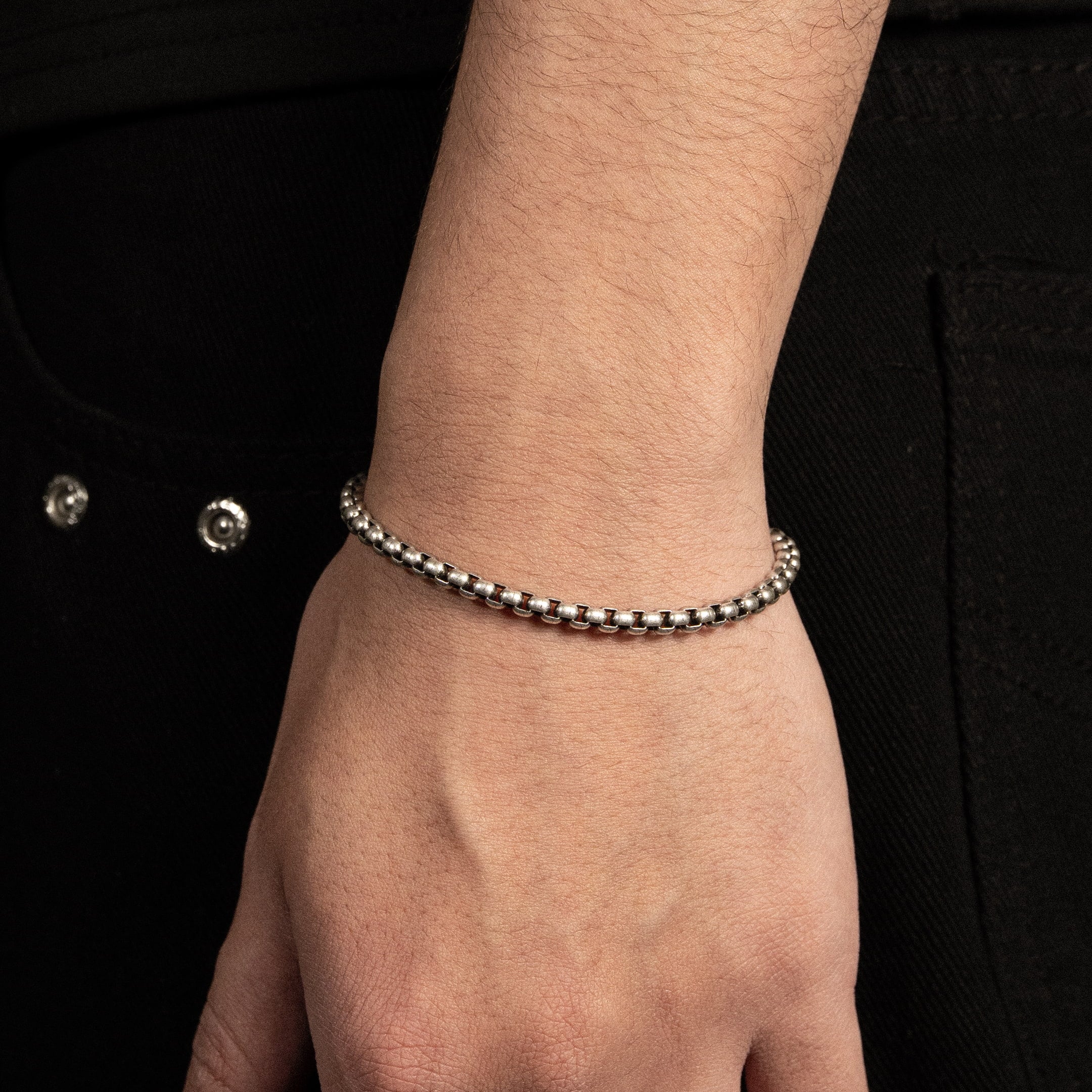 Rolo 4mm RAW Bracelet White Gold
