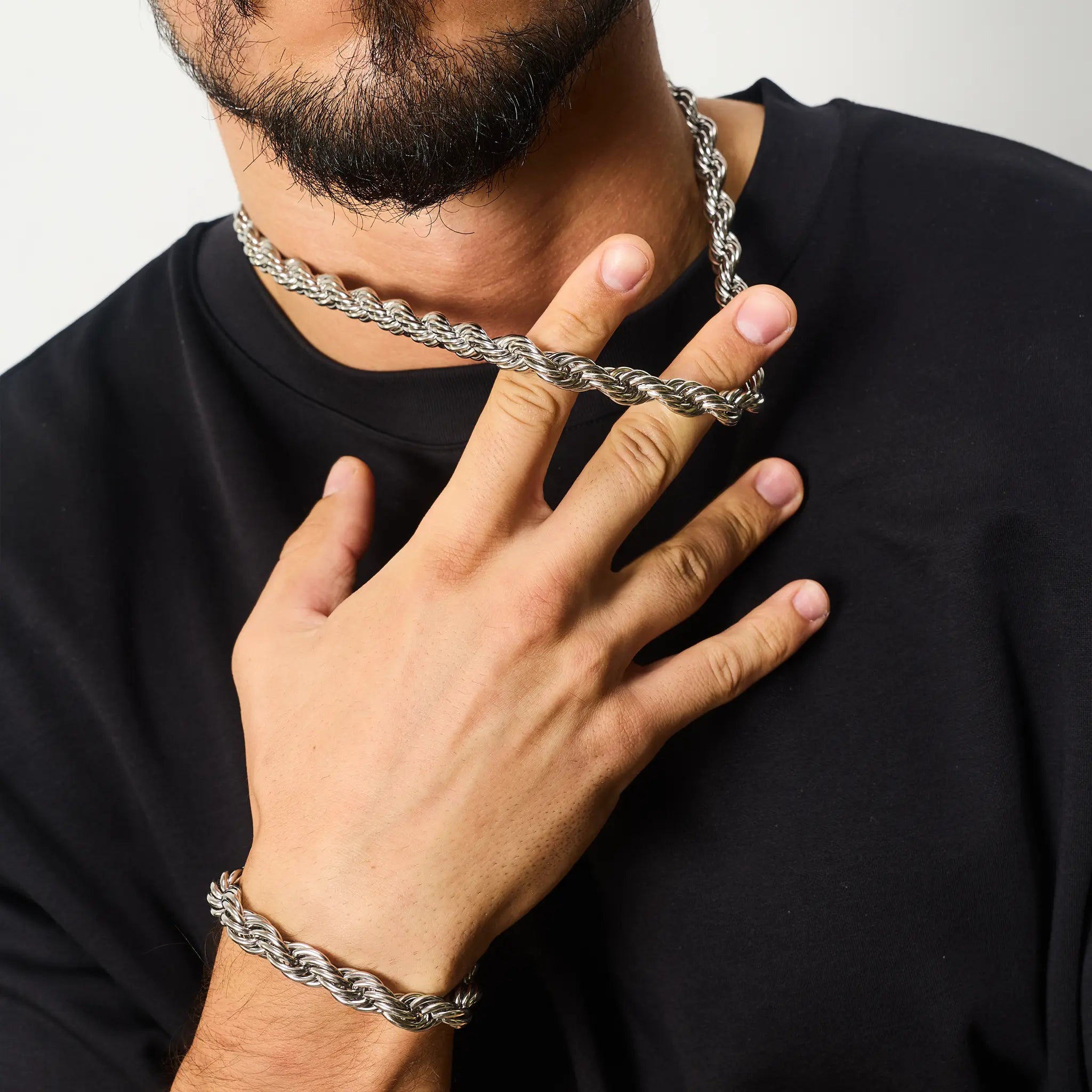 Bracciale in corda da 10 mm in oro bianco