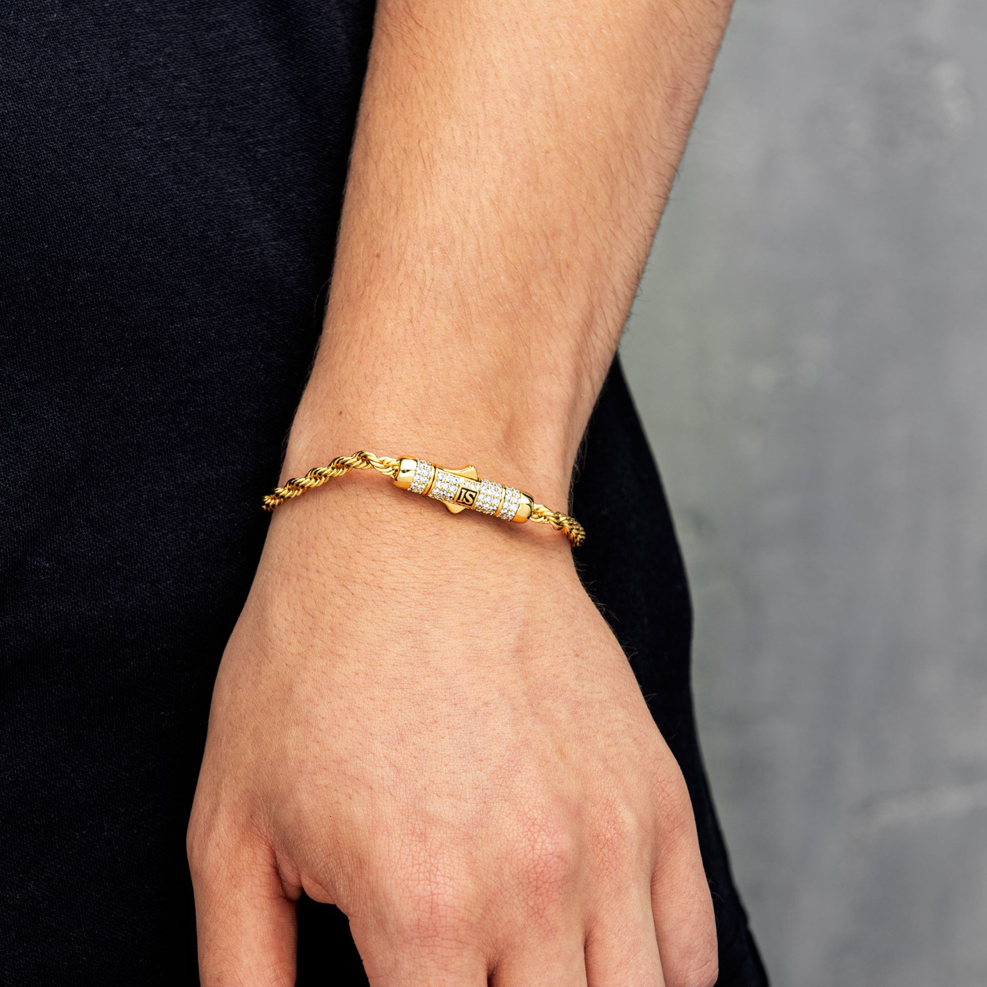 4mm Rope Bracelet with Diamond Clasp Gold