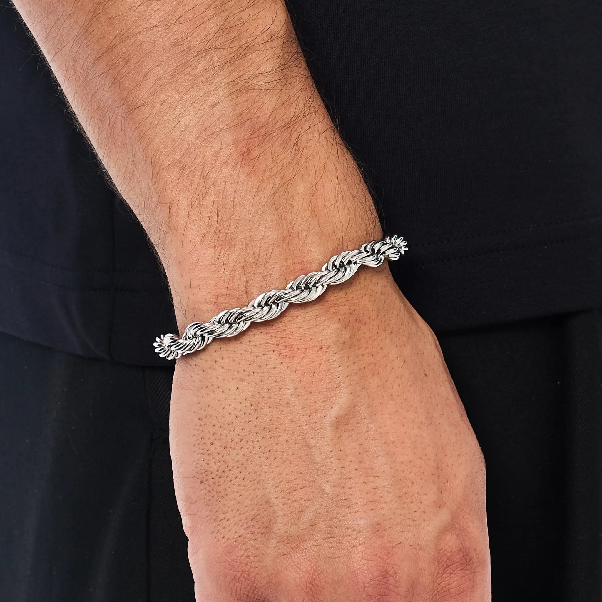 Rope Bracciale 8mm Oro bianco
