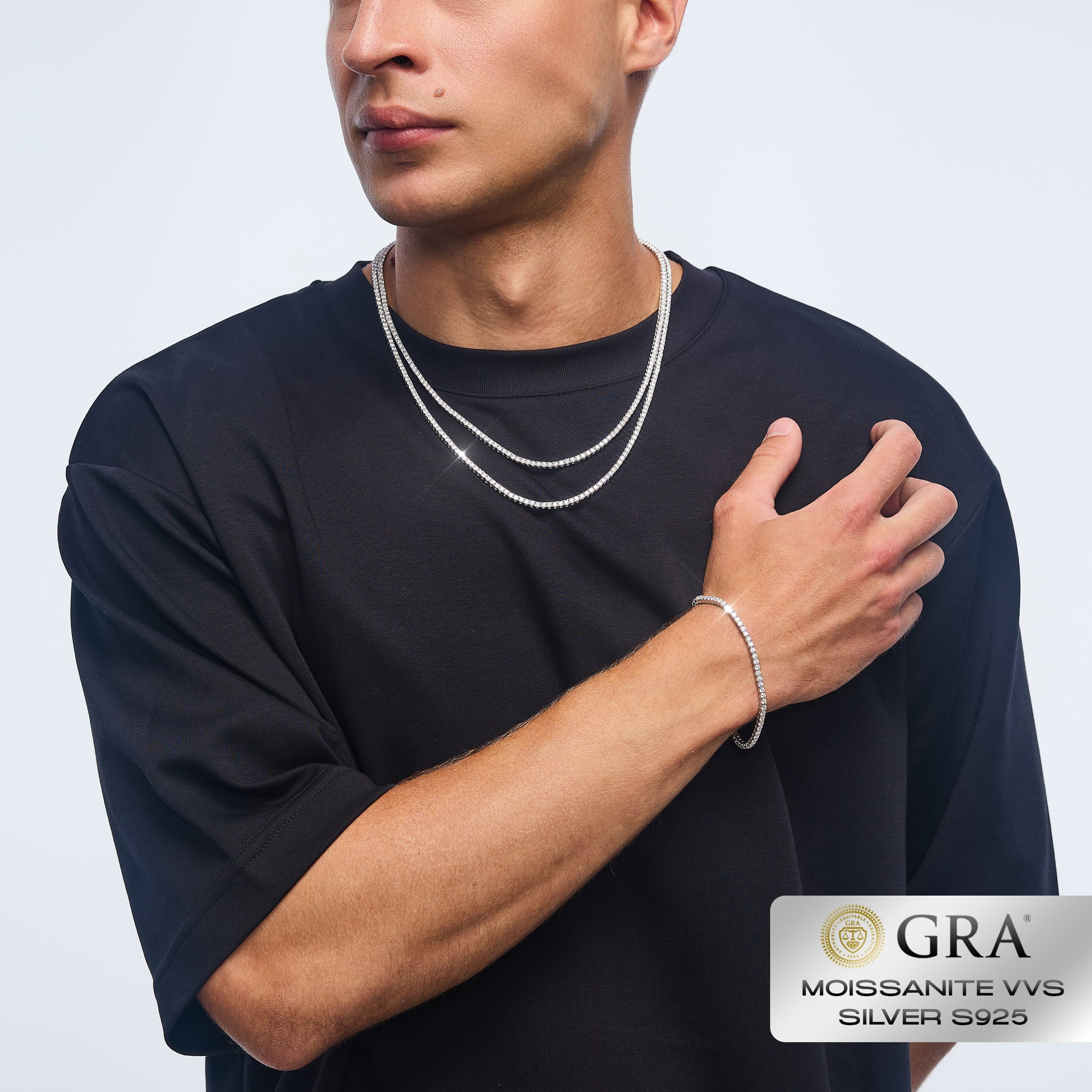 Tennis Bracelet 2.5mm Moissanite VVS S925 White Gold