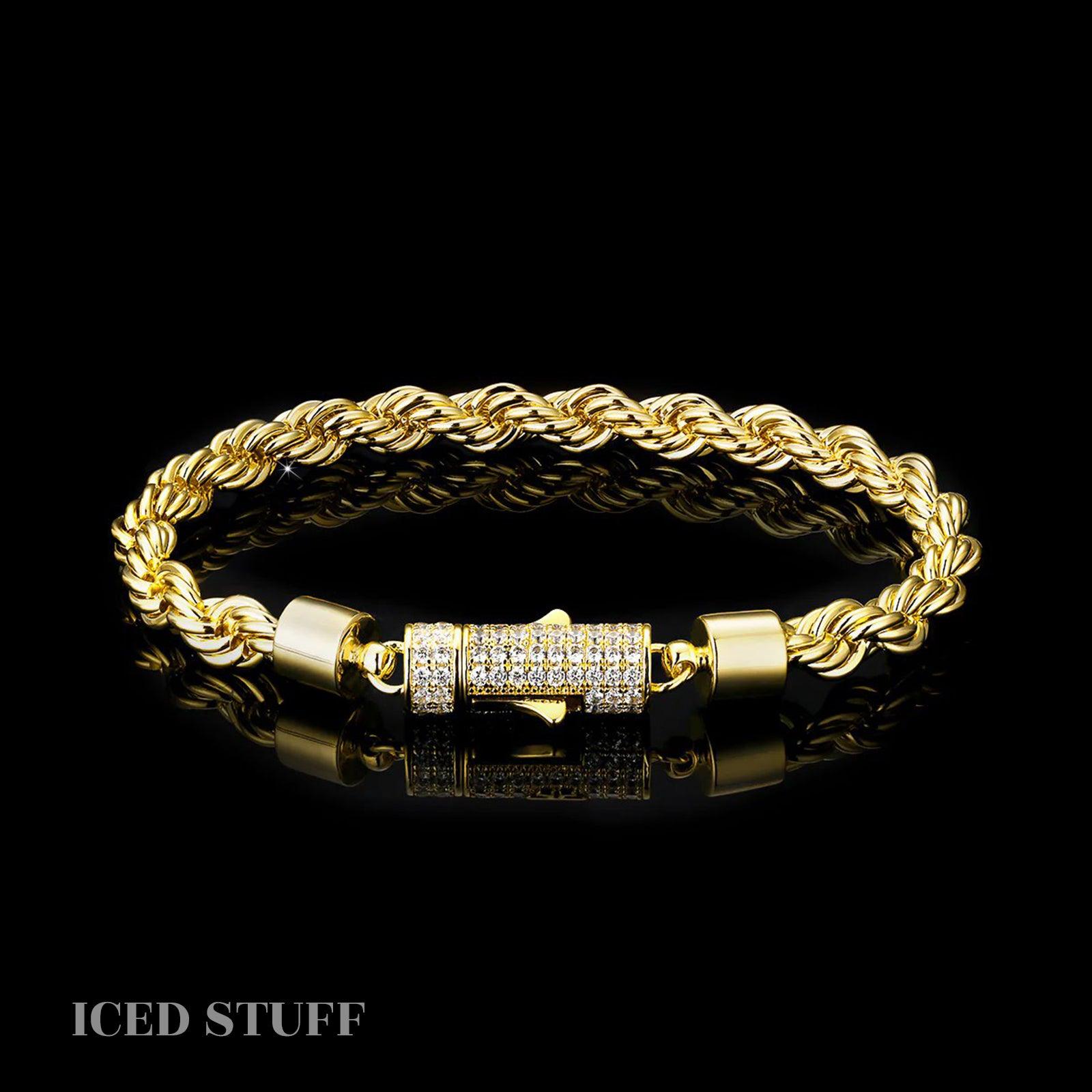 Diamond Clasp Rope 6mm Złoto - IcedStuff