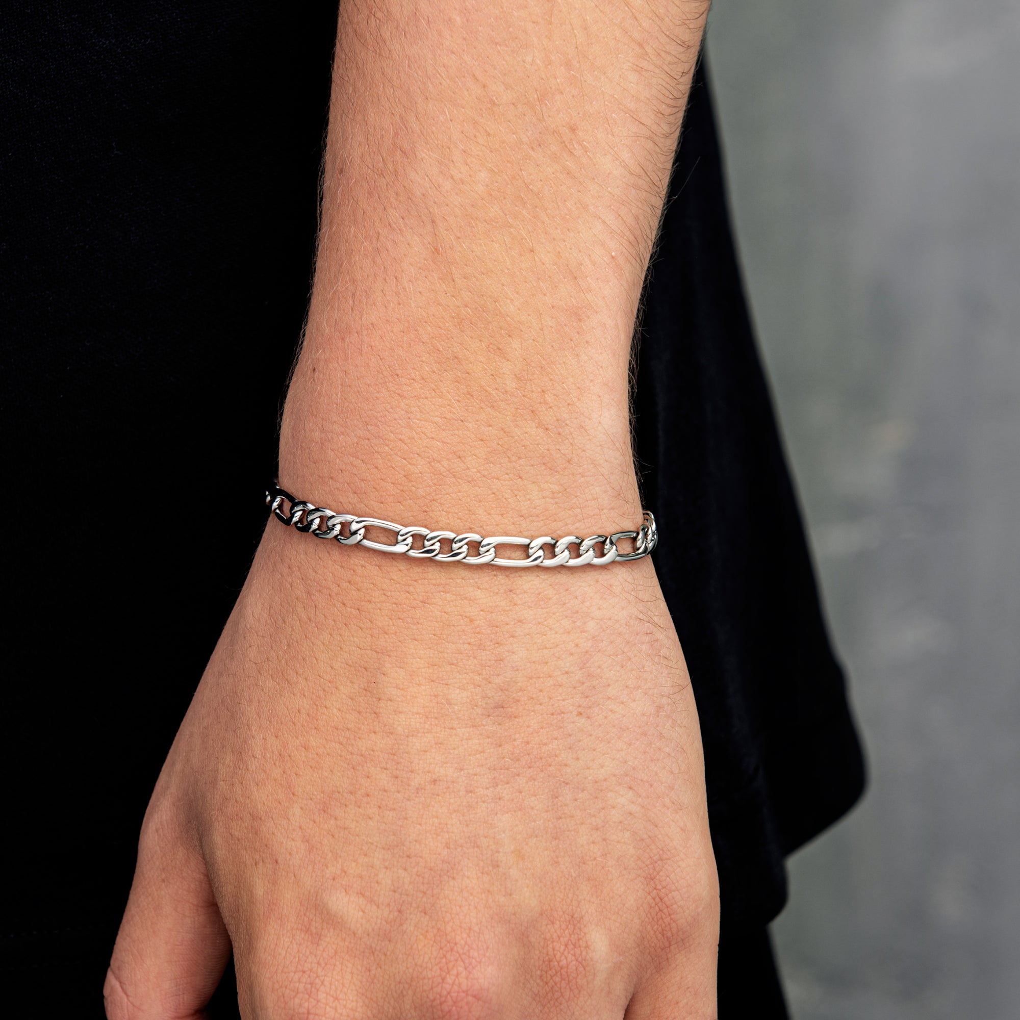 Figaro Bracelet 5mm White Gold