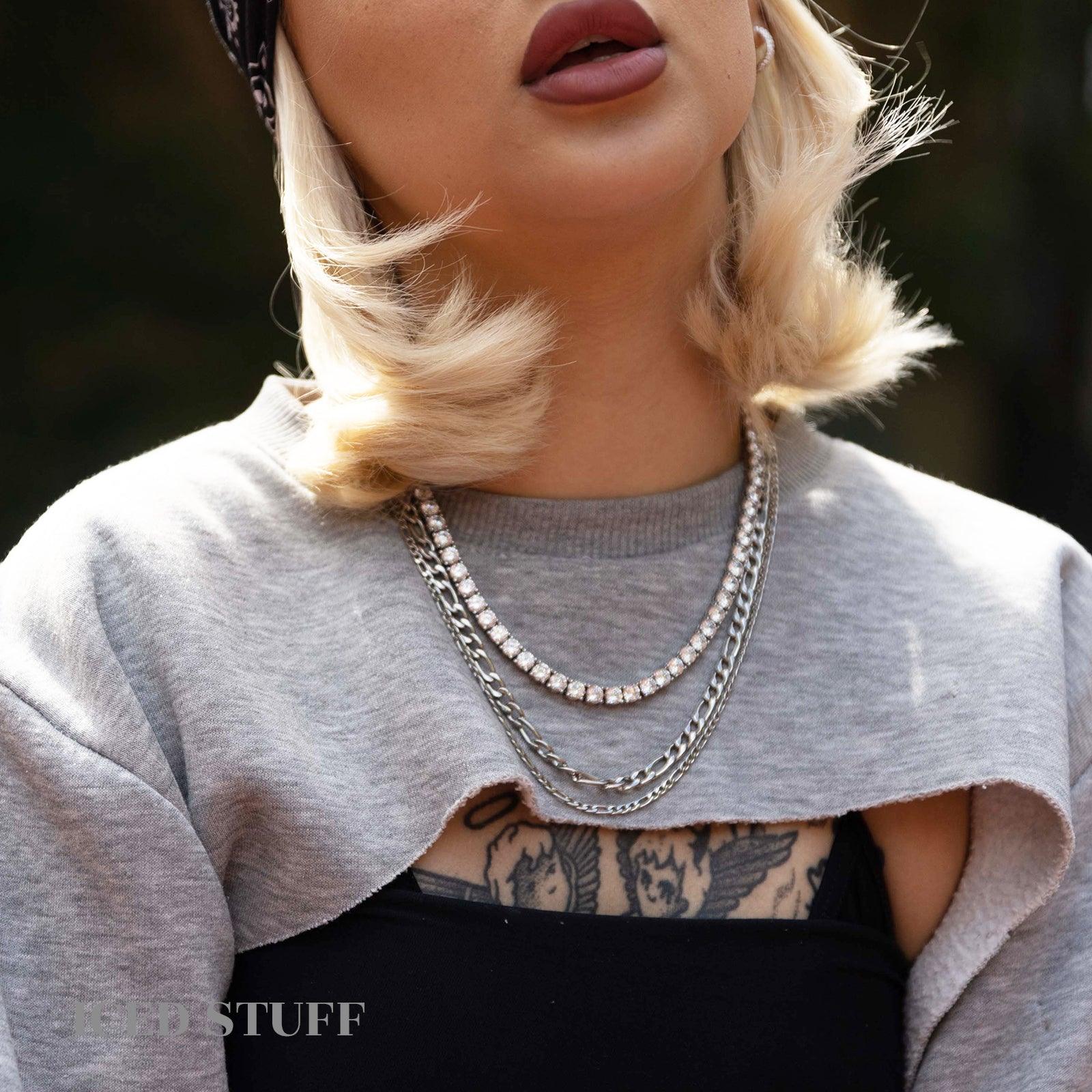 Figaro Chain 3mm Białe Złoto - IcedStuff