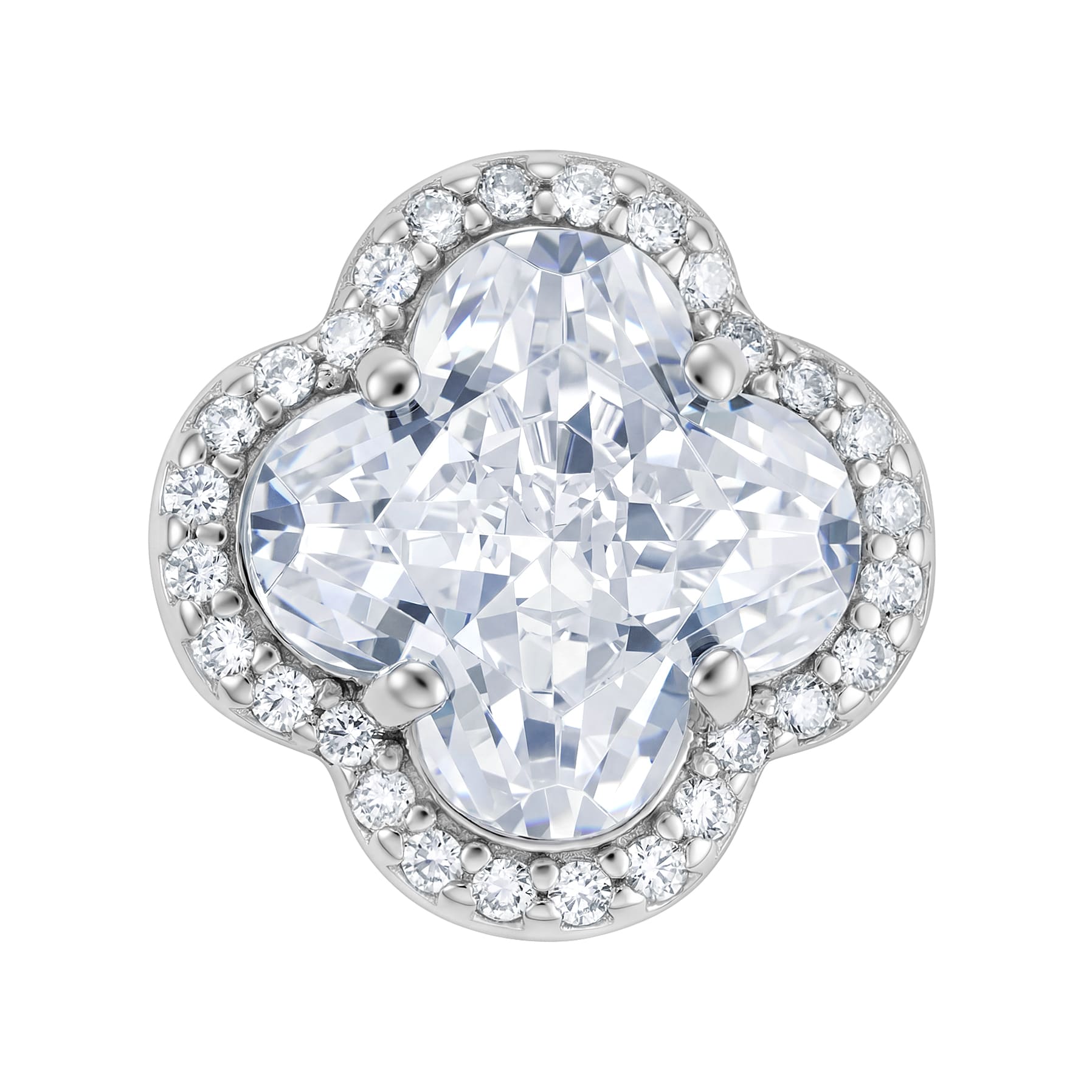 Diamond Leaf Clover White S925 earrings