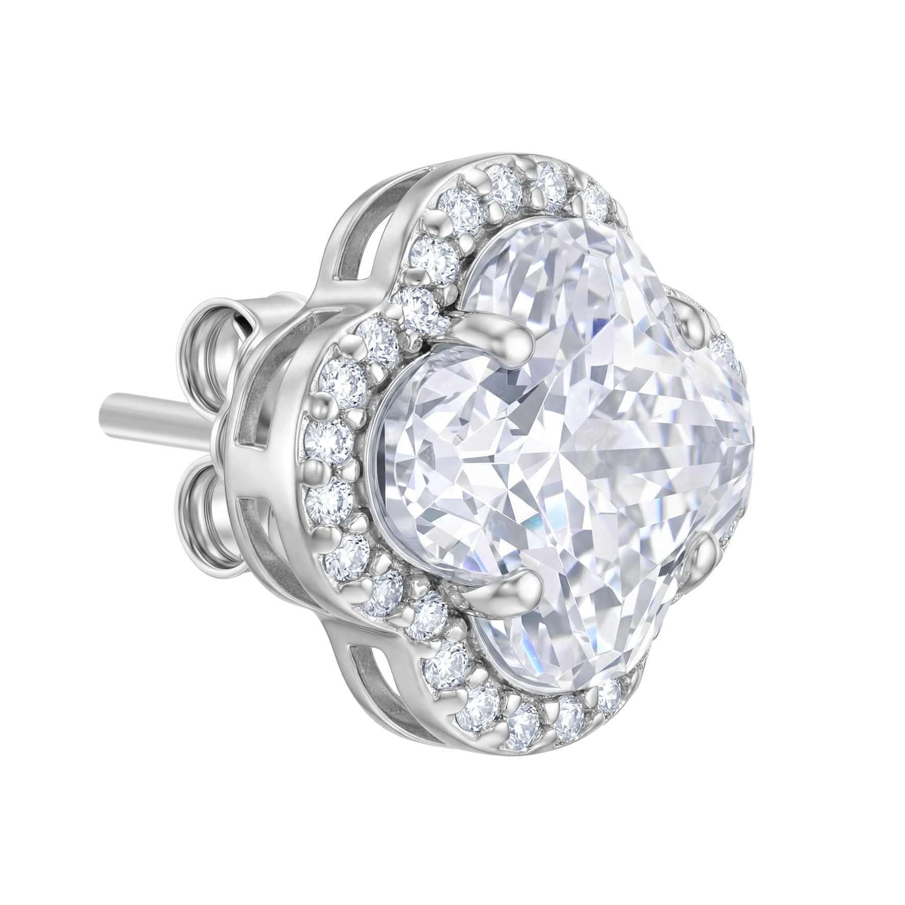 Diamond Leaf Clover White S925 earrings