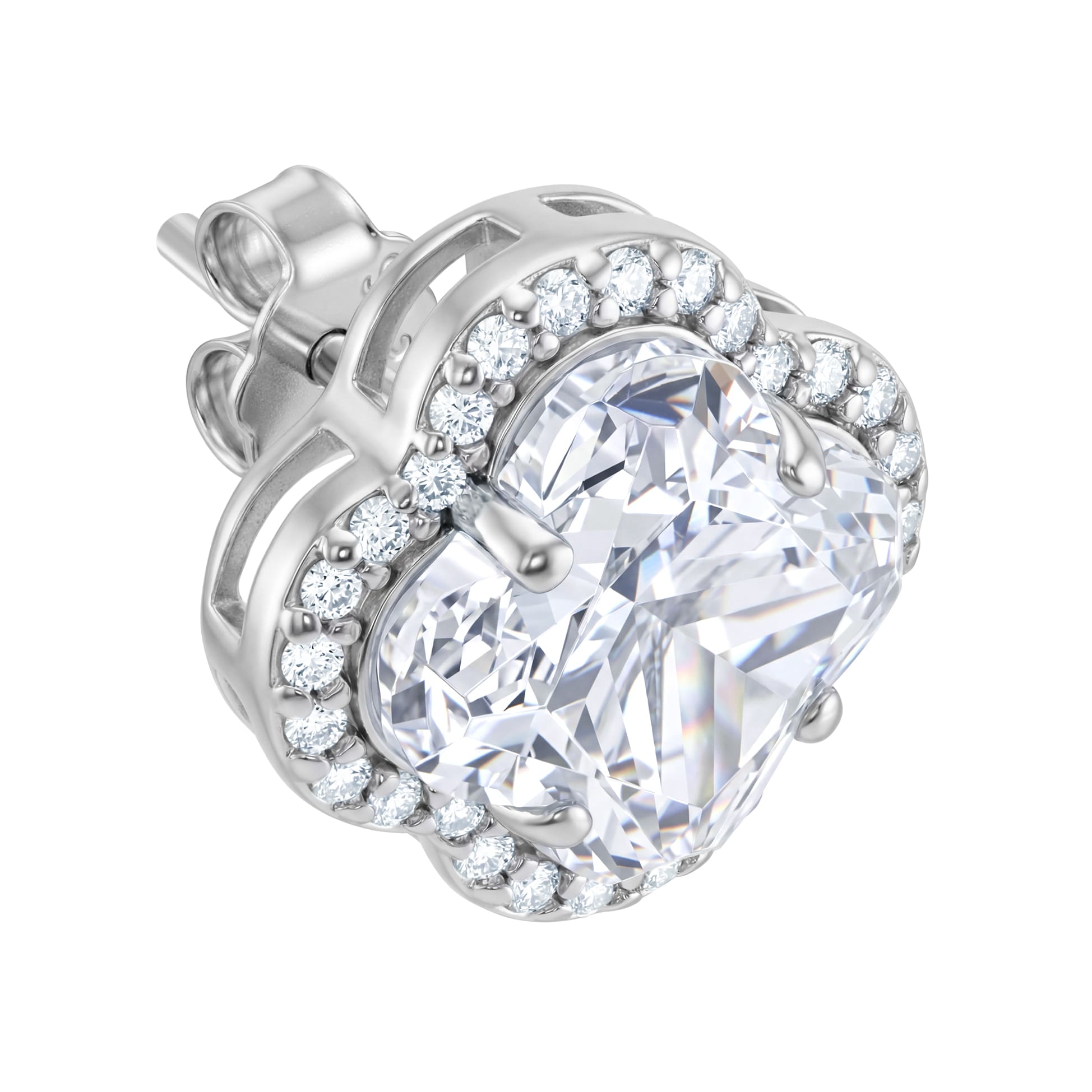 Diamond Leaf Clover White S925 earrings