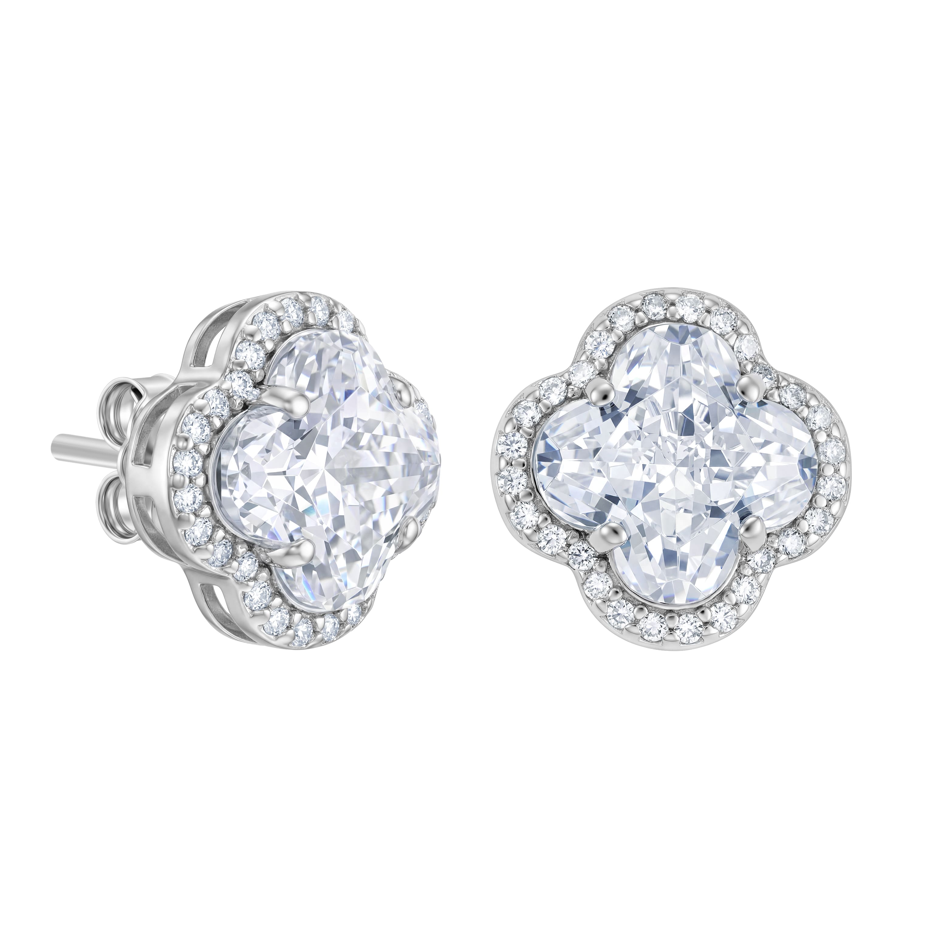 Diamond Leaf Clover White S925 earrings