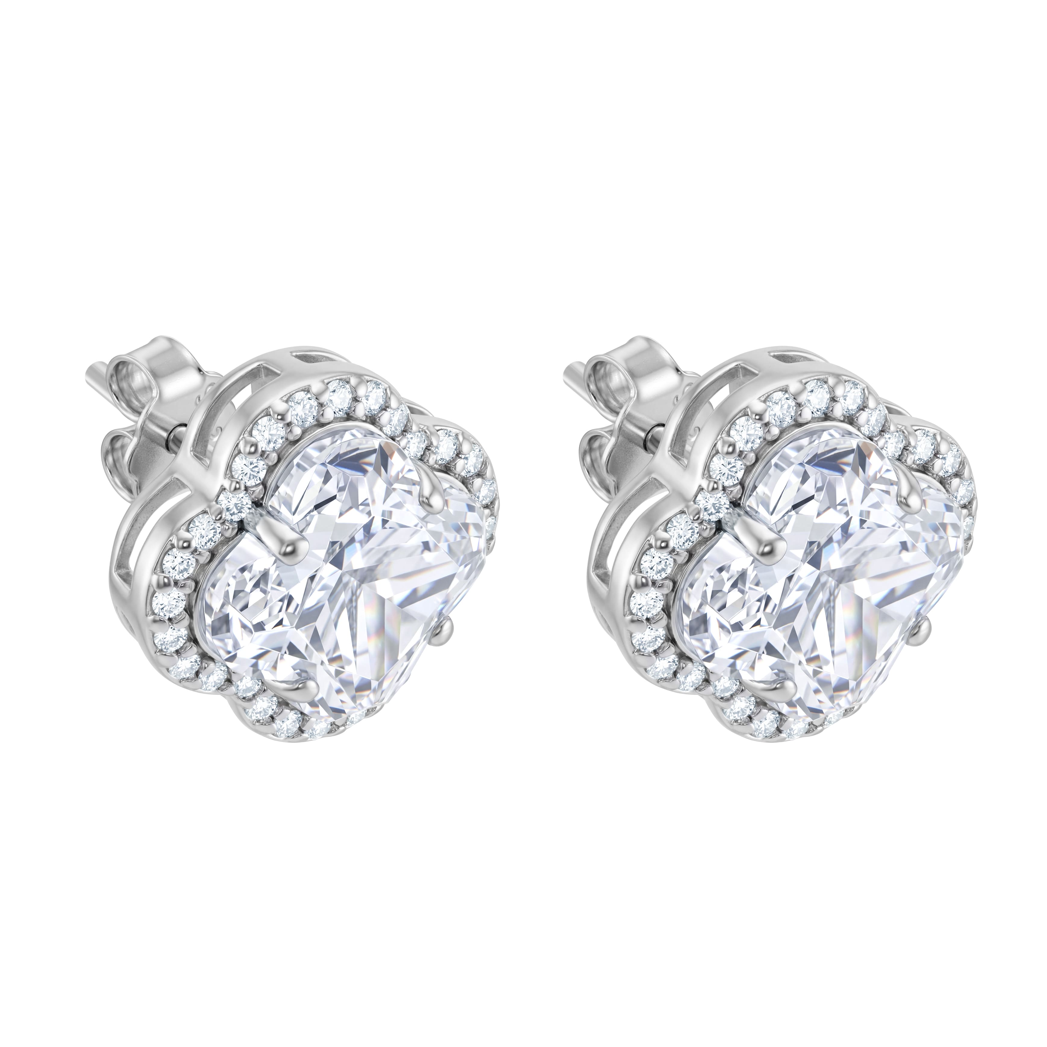 Diamond Leaf Clover White S925 earrings