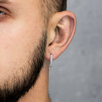 Orecchini con anello di diamanti in oro bianco da 15 mm