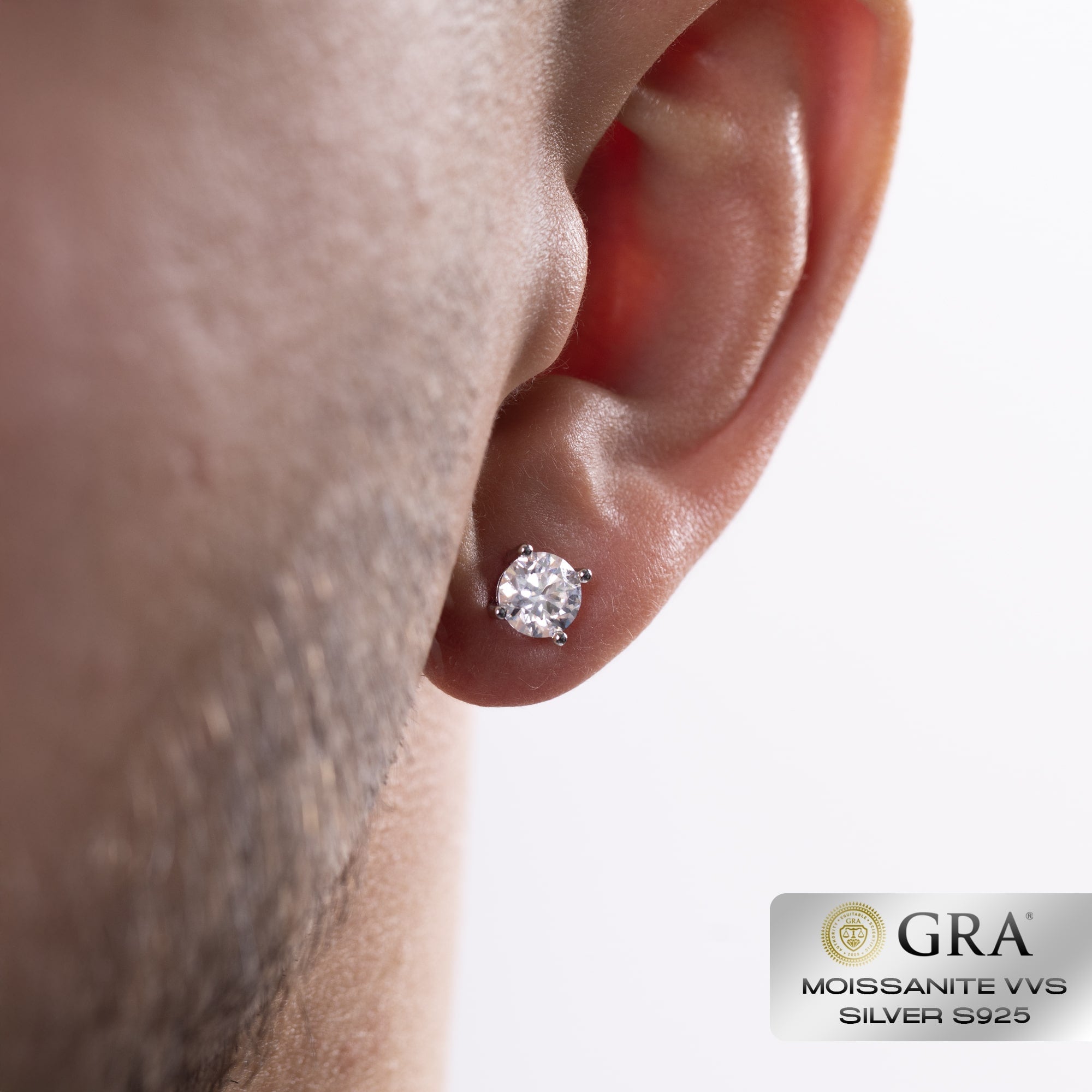 Boucles d'oreilles à tige en or blanc S925 et diamants, 2 carats de moissanite VVS