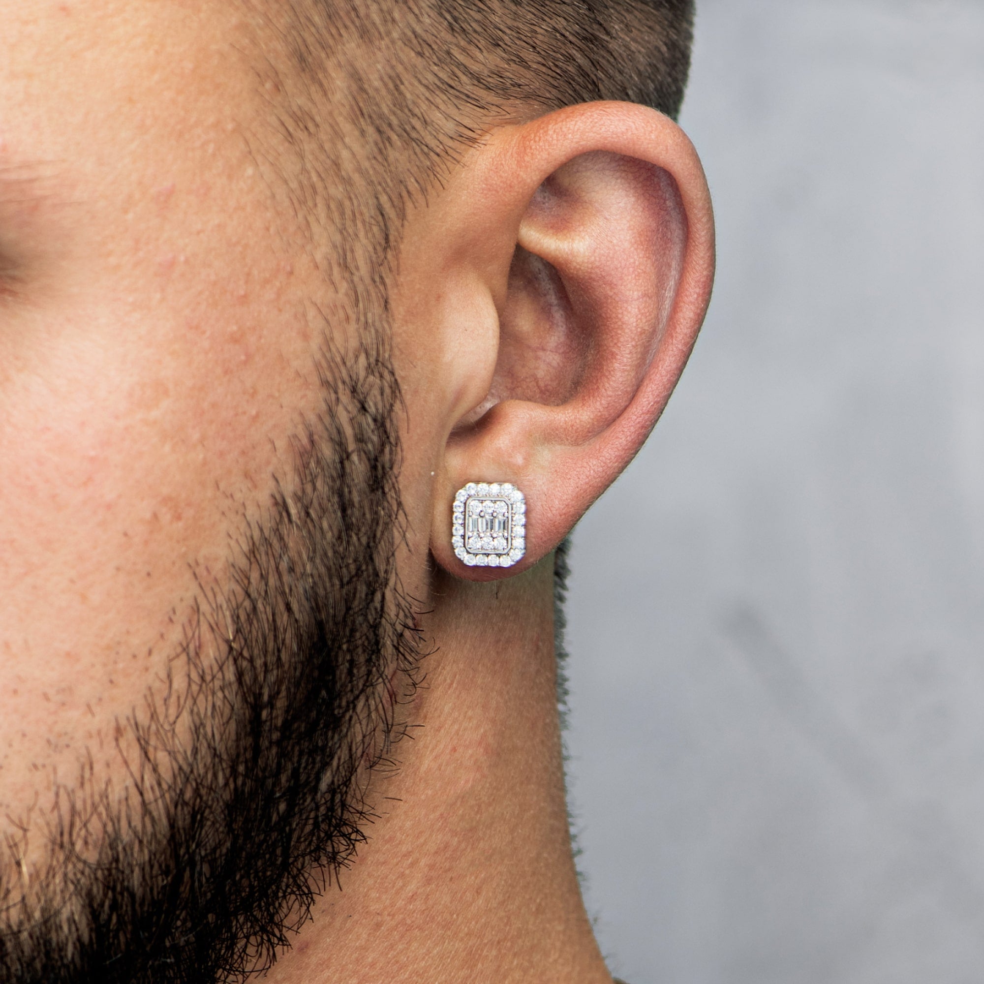 Diamond Stud Baguette Earrings White Gold