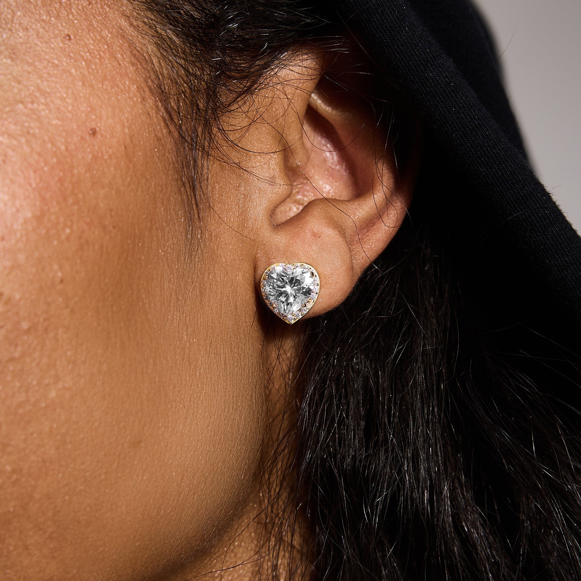 Heart Gem White earrings in S925 gold
