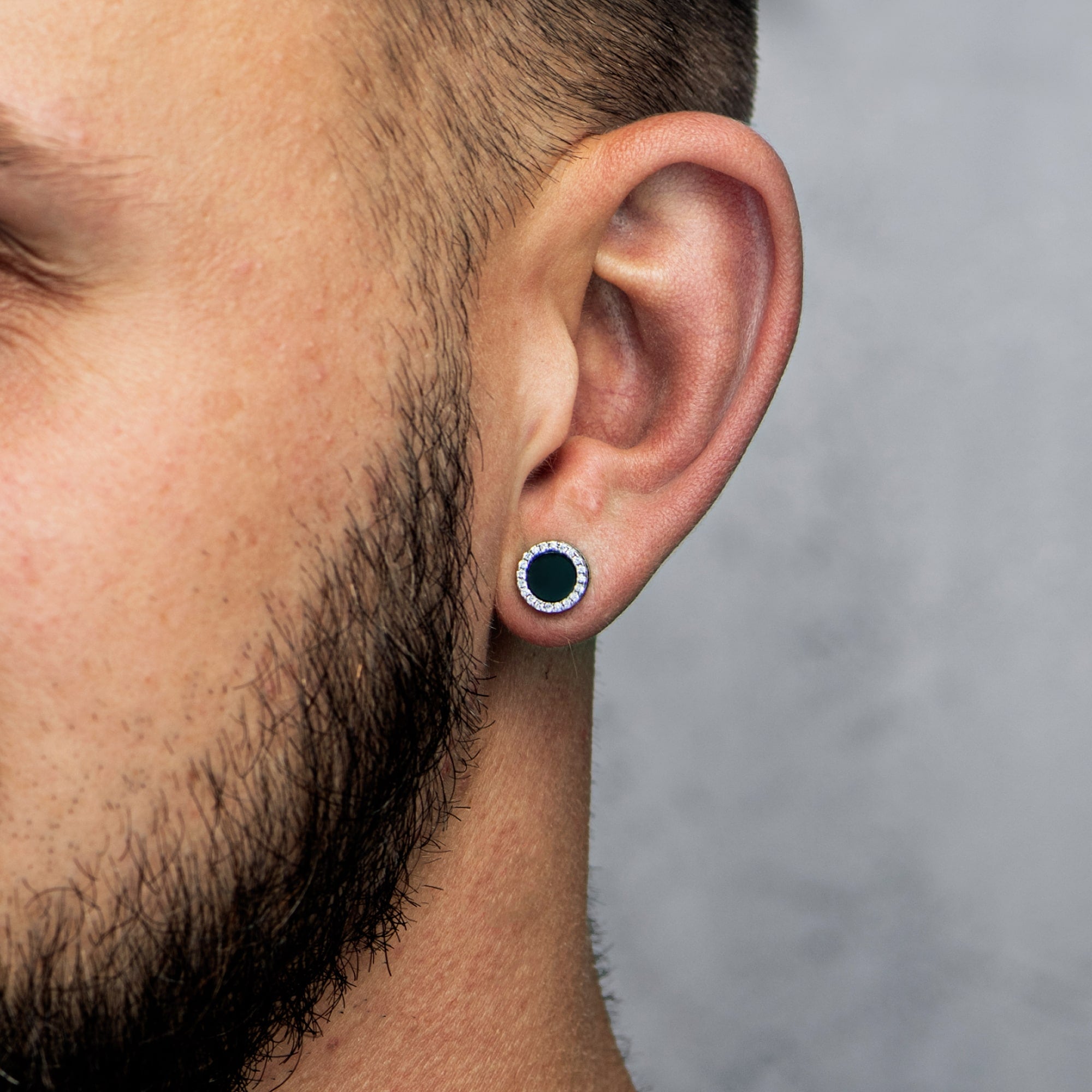 Boucles d'oreilles onyx en or blanc