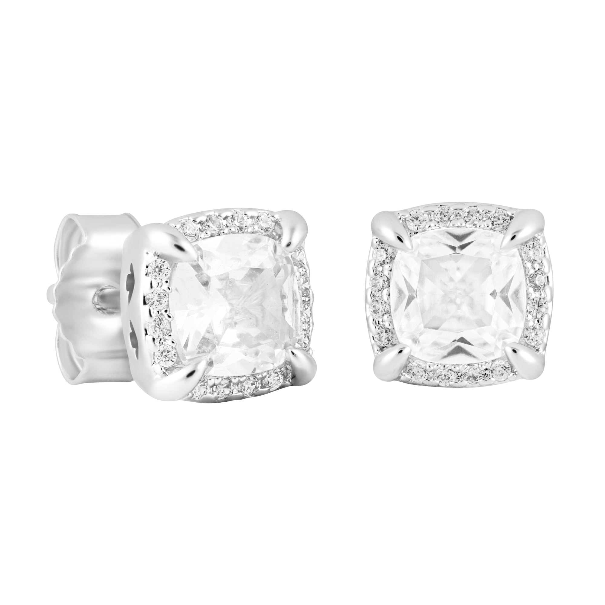 Princess Square Earrings White Gold