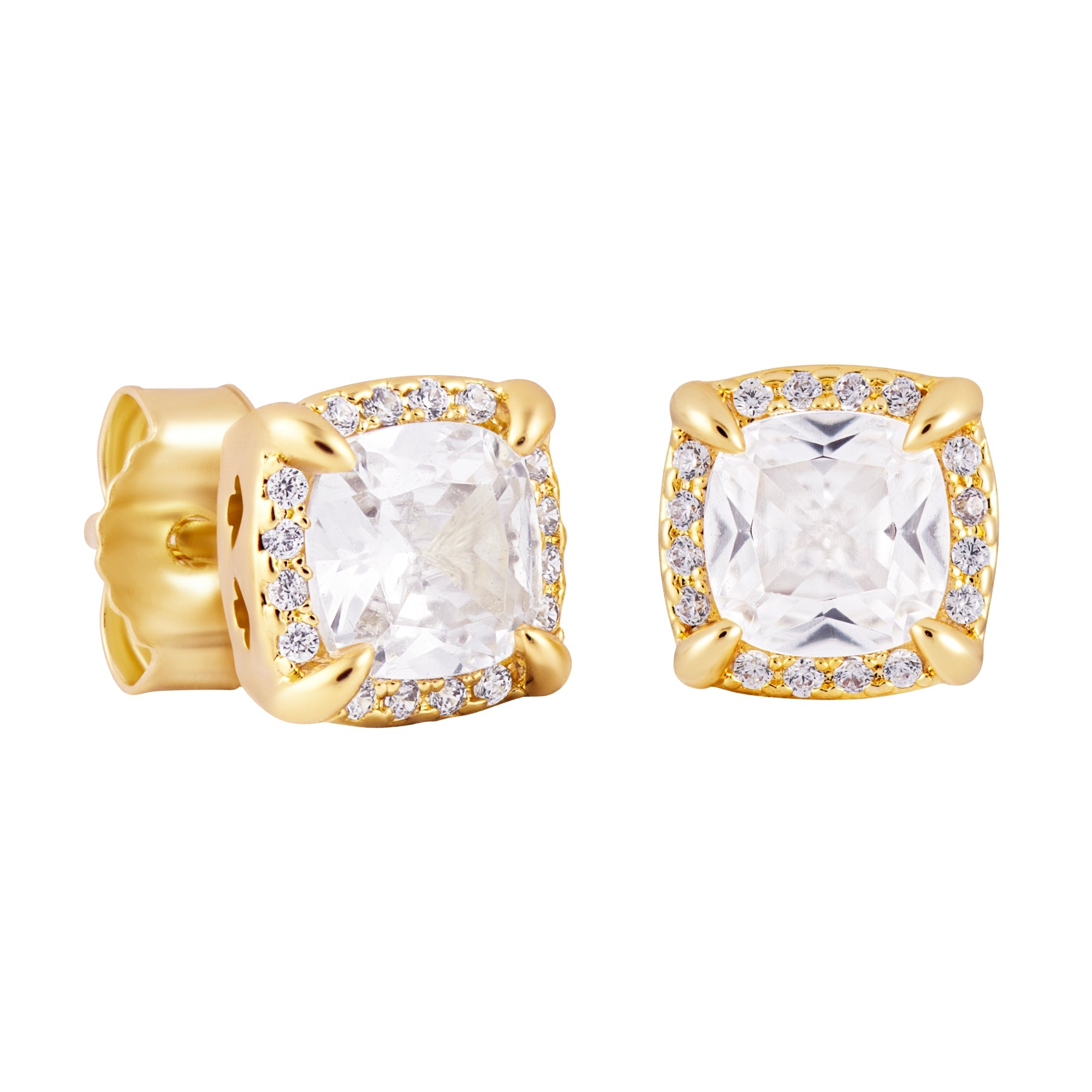Princess Square Earrings Gold