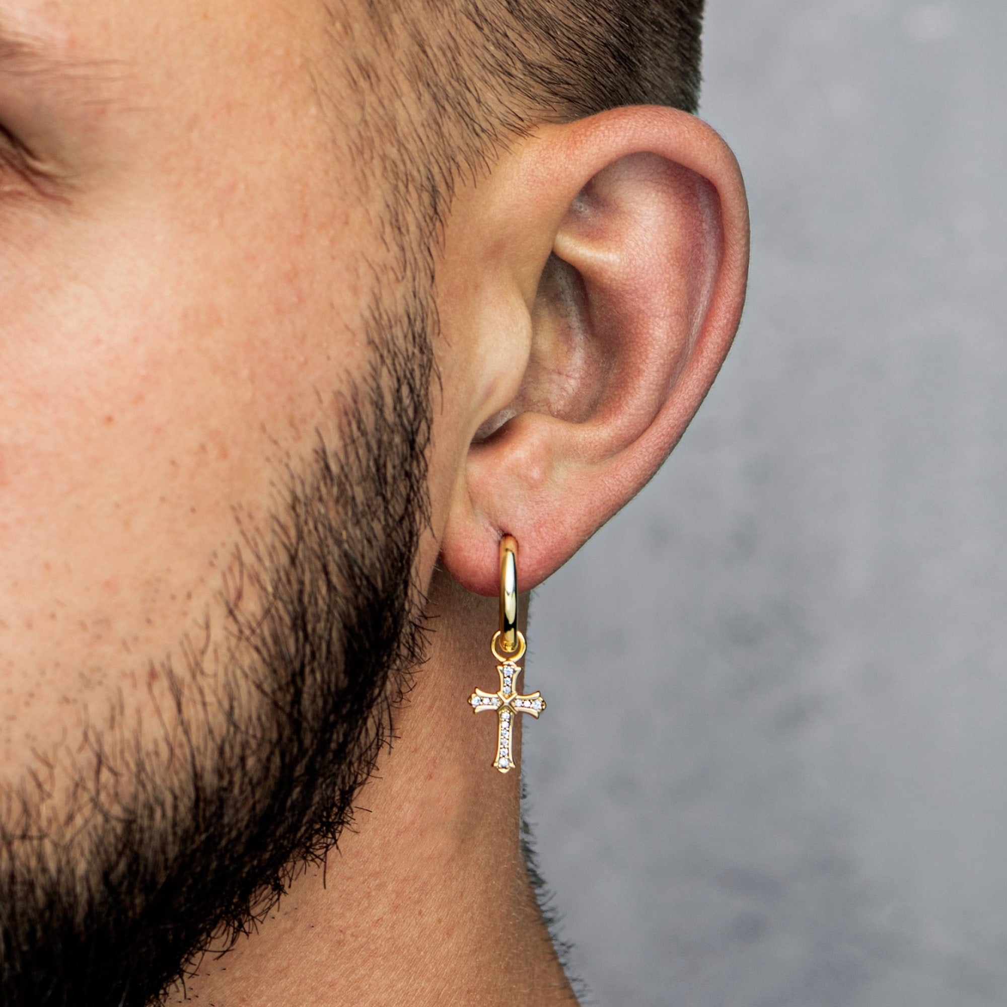 Sharp Cross Earrings Gold