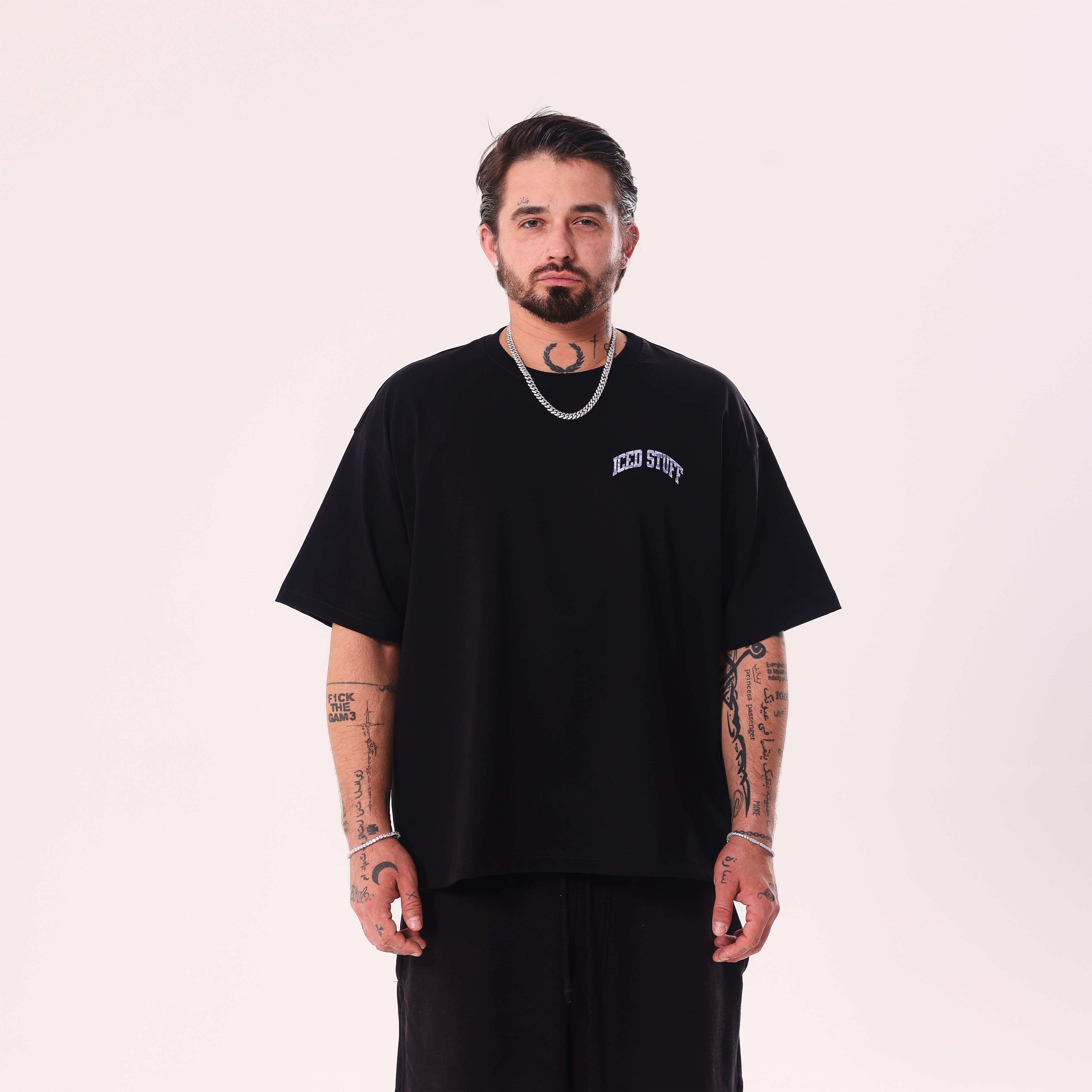 ICED STUFF Camo Black Boxy Fit T-Shirt
