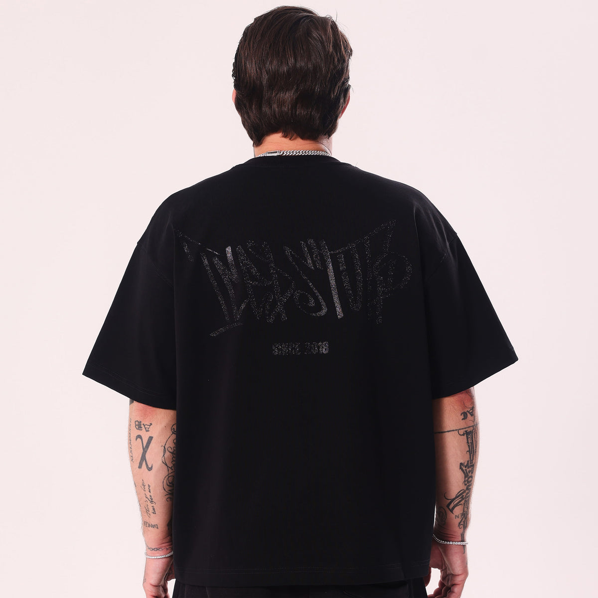 Crystal Graffiti Black Boxy Fit T-Shirt