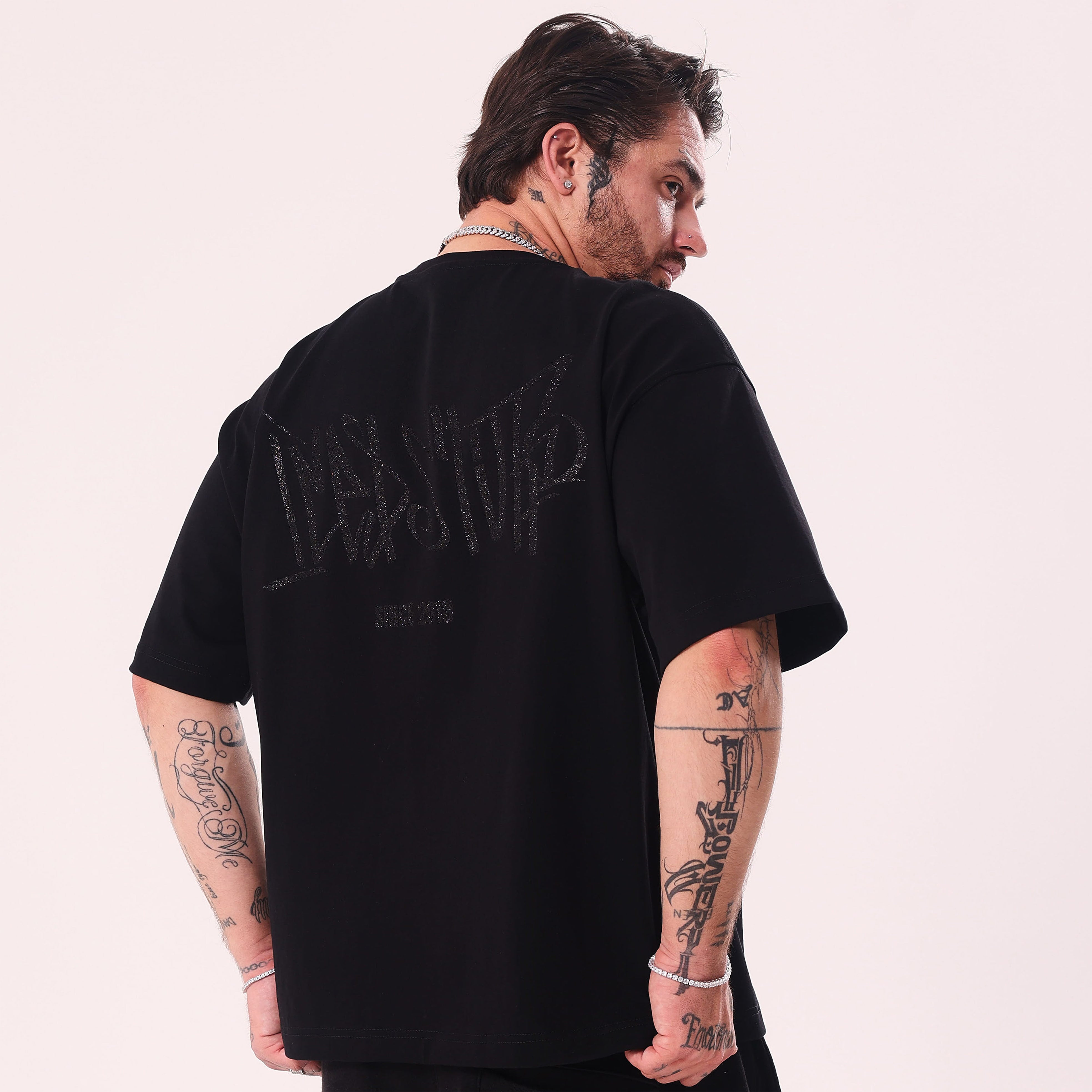 Crystal Graffiti Black Boxy Fit T-Shirt