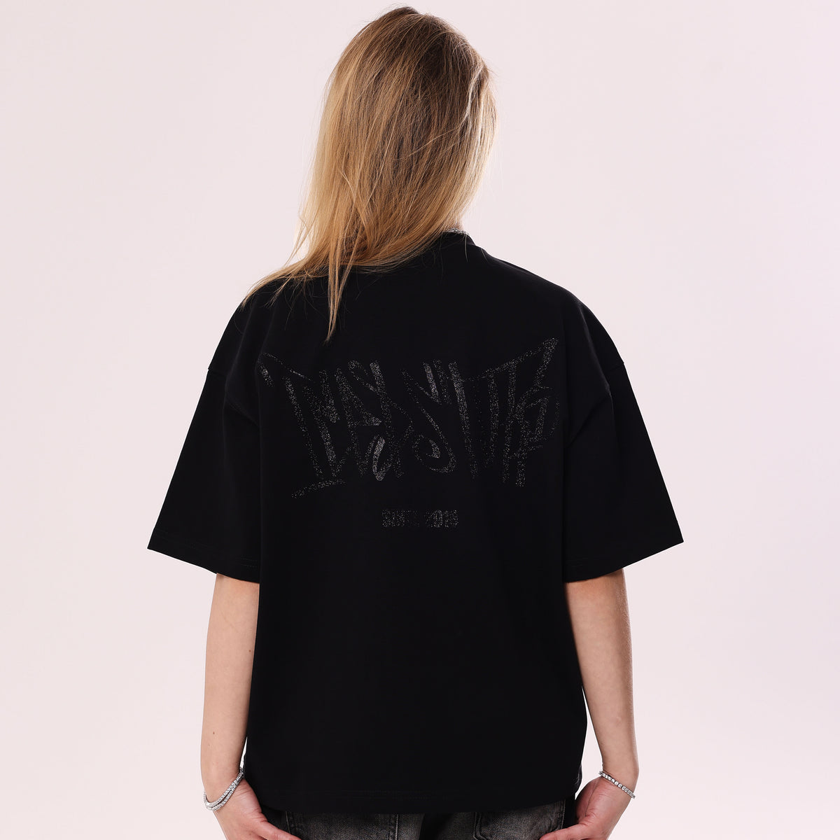 Crystal Graffiti Black Boxy Fit T-Shirt