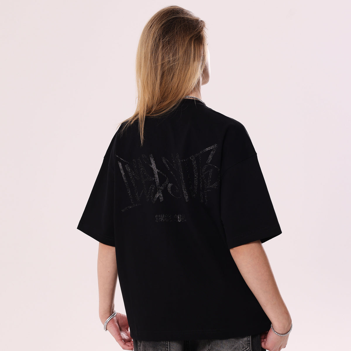 Crystal Graffiti Black Boxy Fit T-Shirt