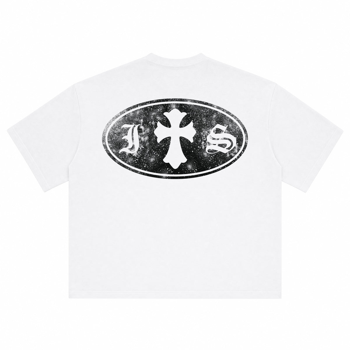 IS Gothic Cross White Boxy Fit T-Shirt