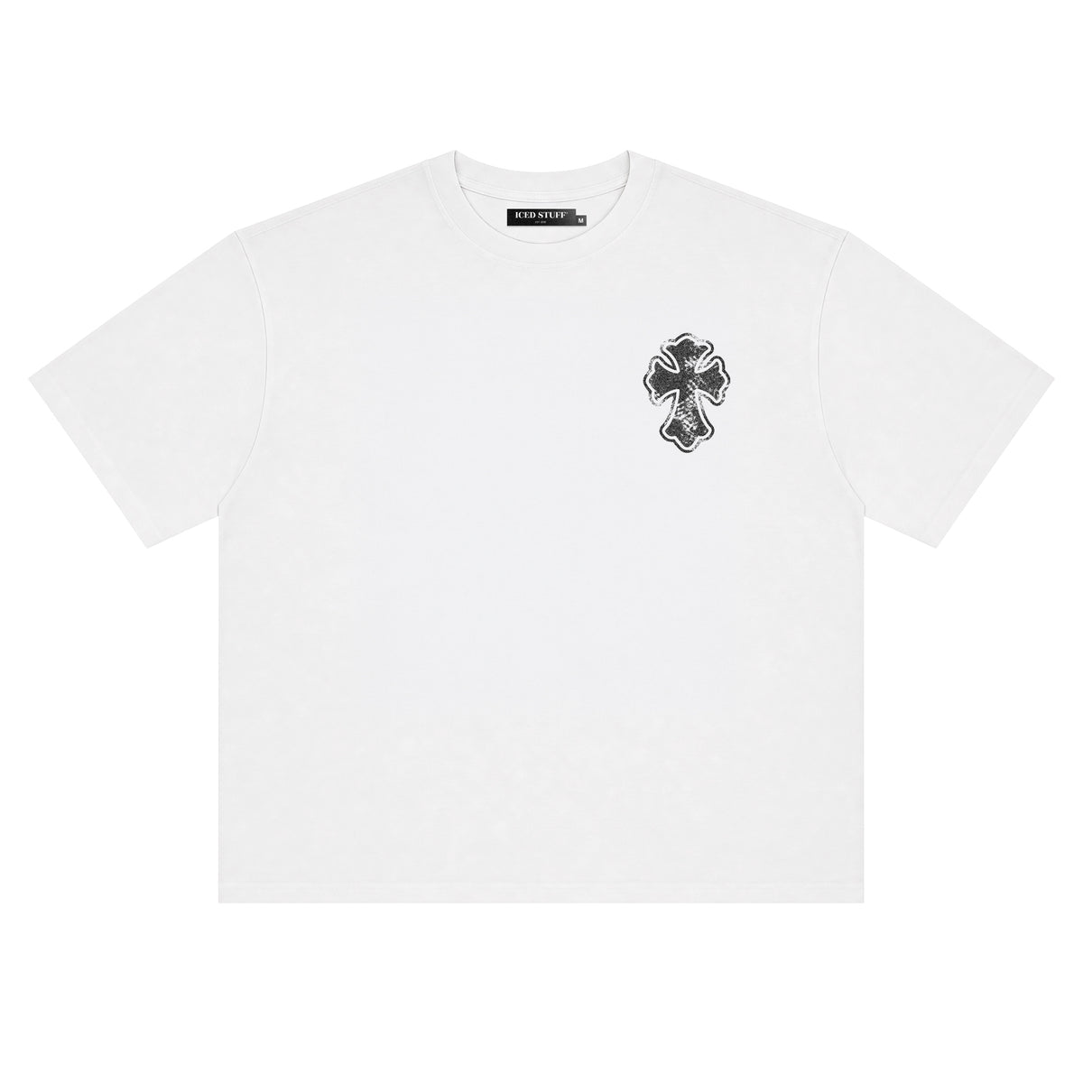 IS Gothic Cross White Boxy Fit T-Shirt