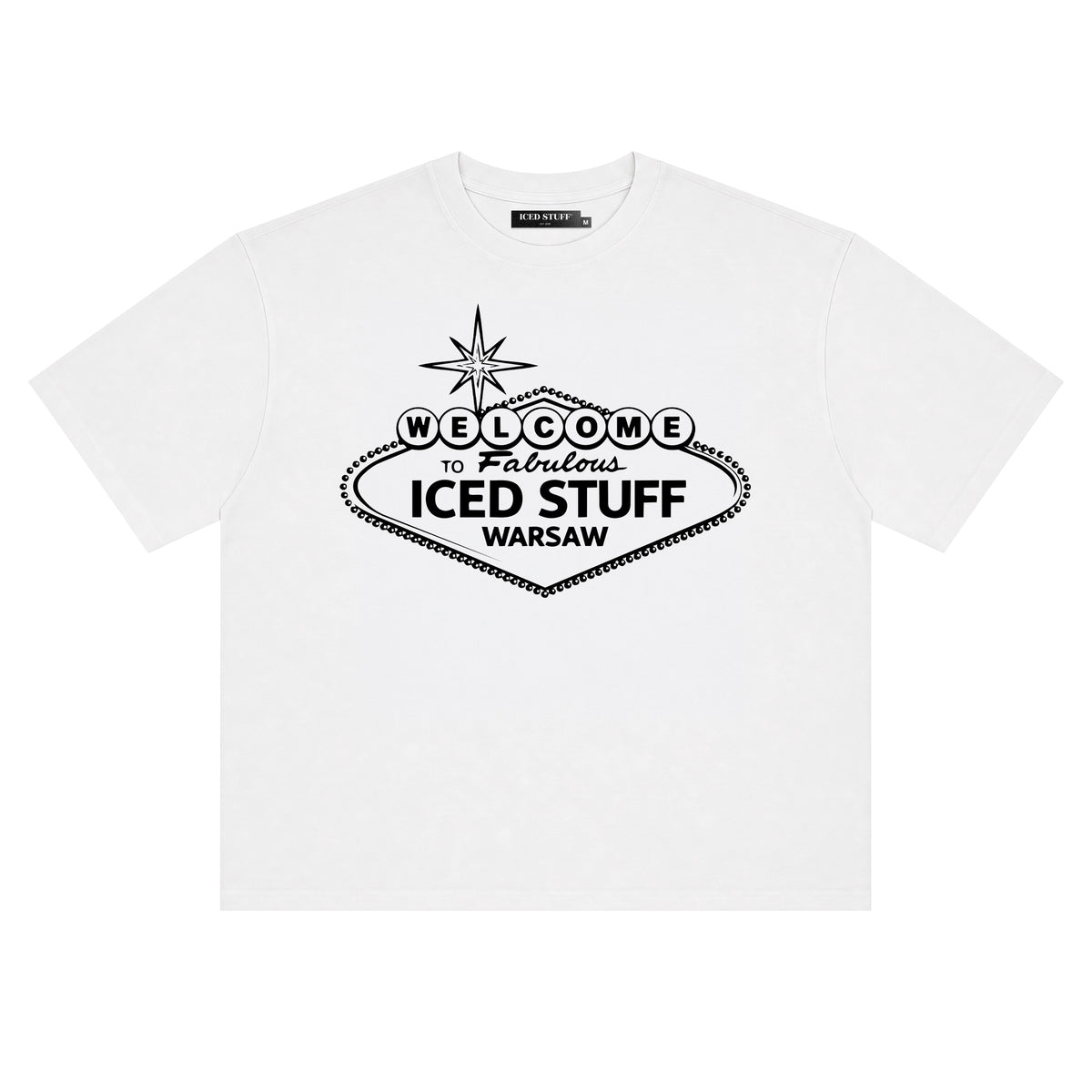 Welcome to ICED STUFF White Boxy Fit T-Shirt