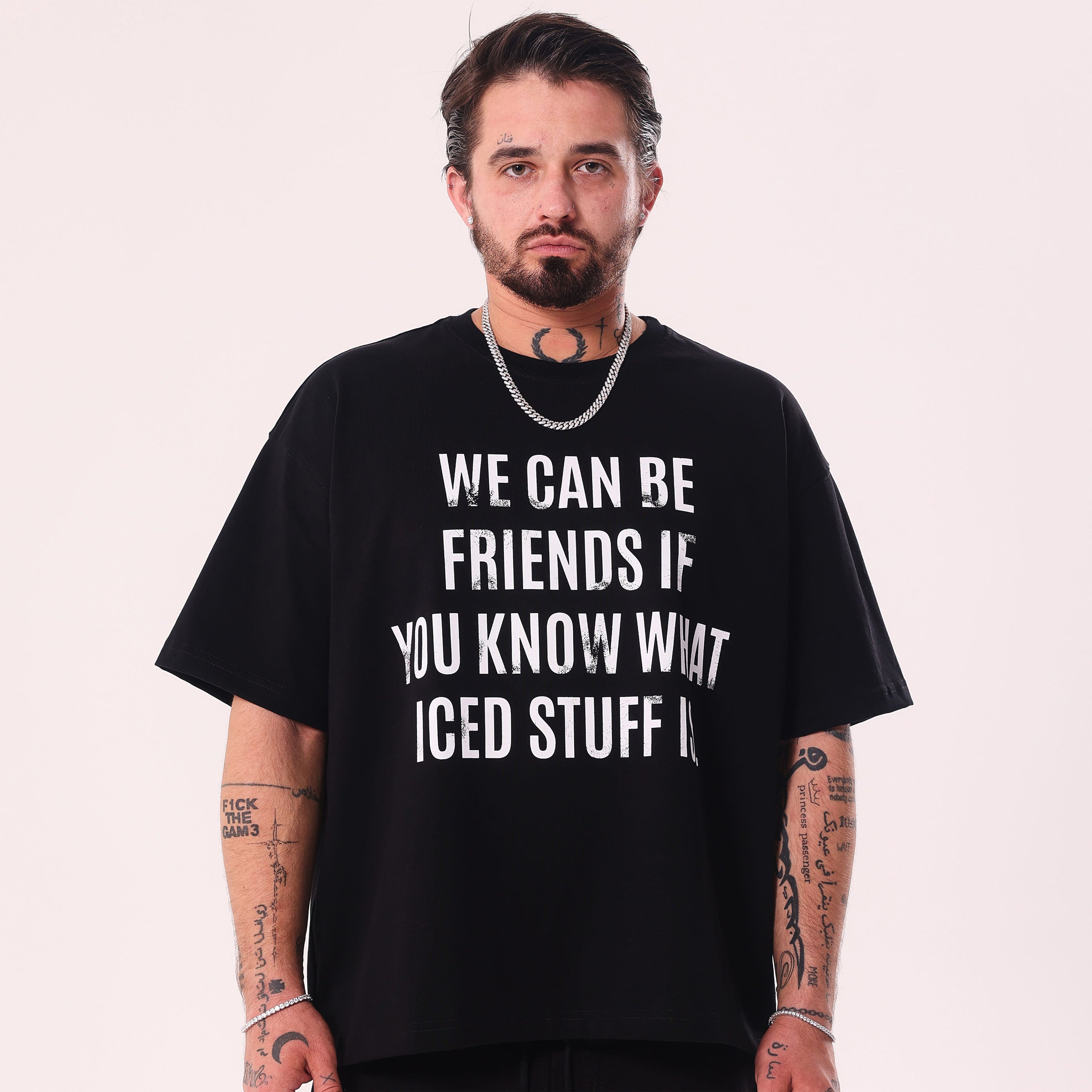 We Can Be Friends Black Boxy Fit T-Shirt