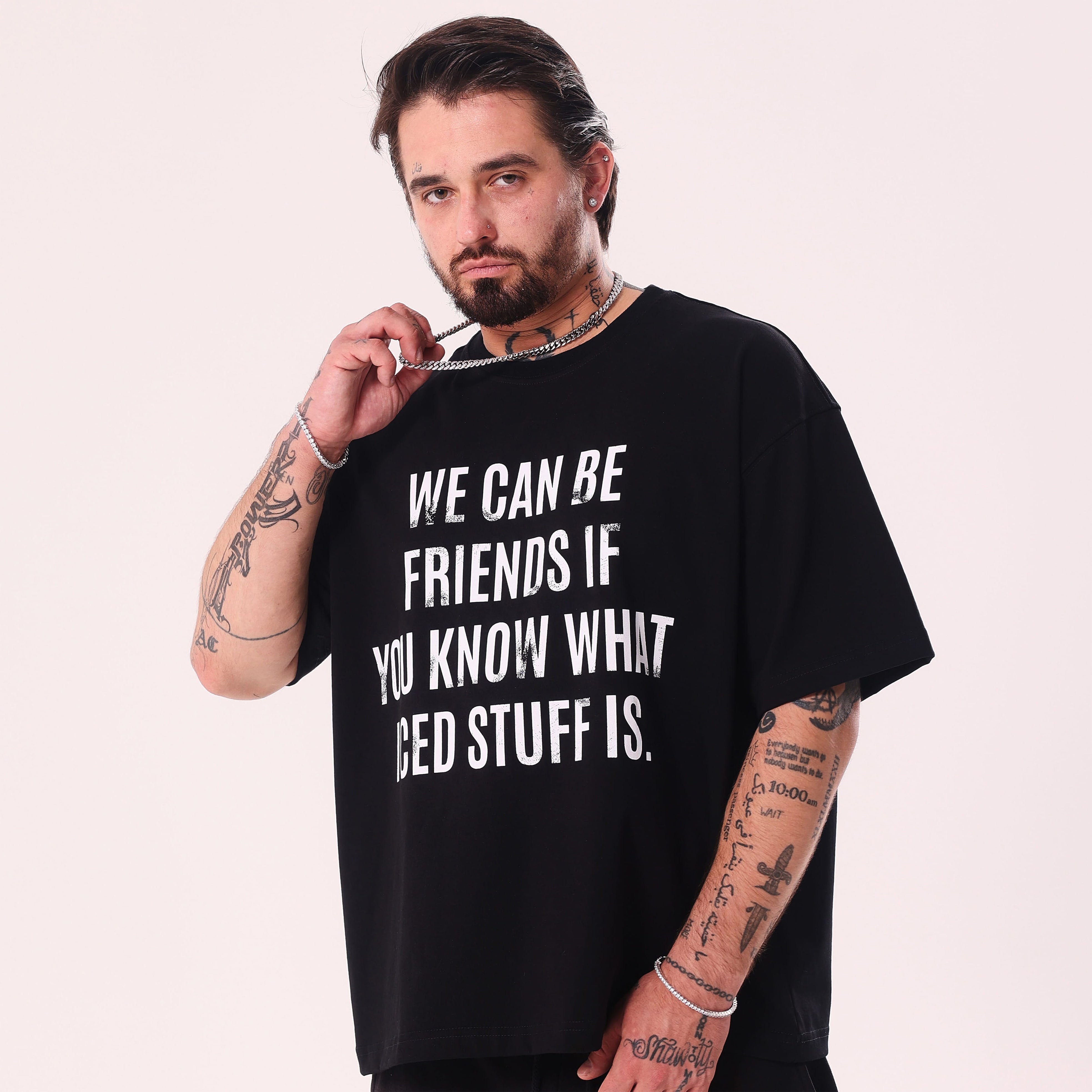 We Can Be Friends Black Boxy Fit T-Shirt
