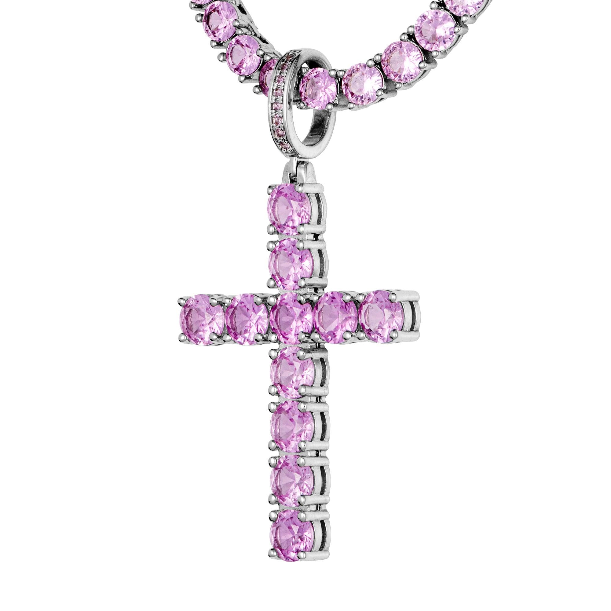 PINK DIAMOND CROSS BIAŁE ZŁOTO - IcedStuff