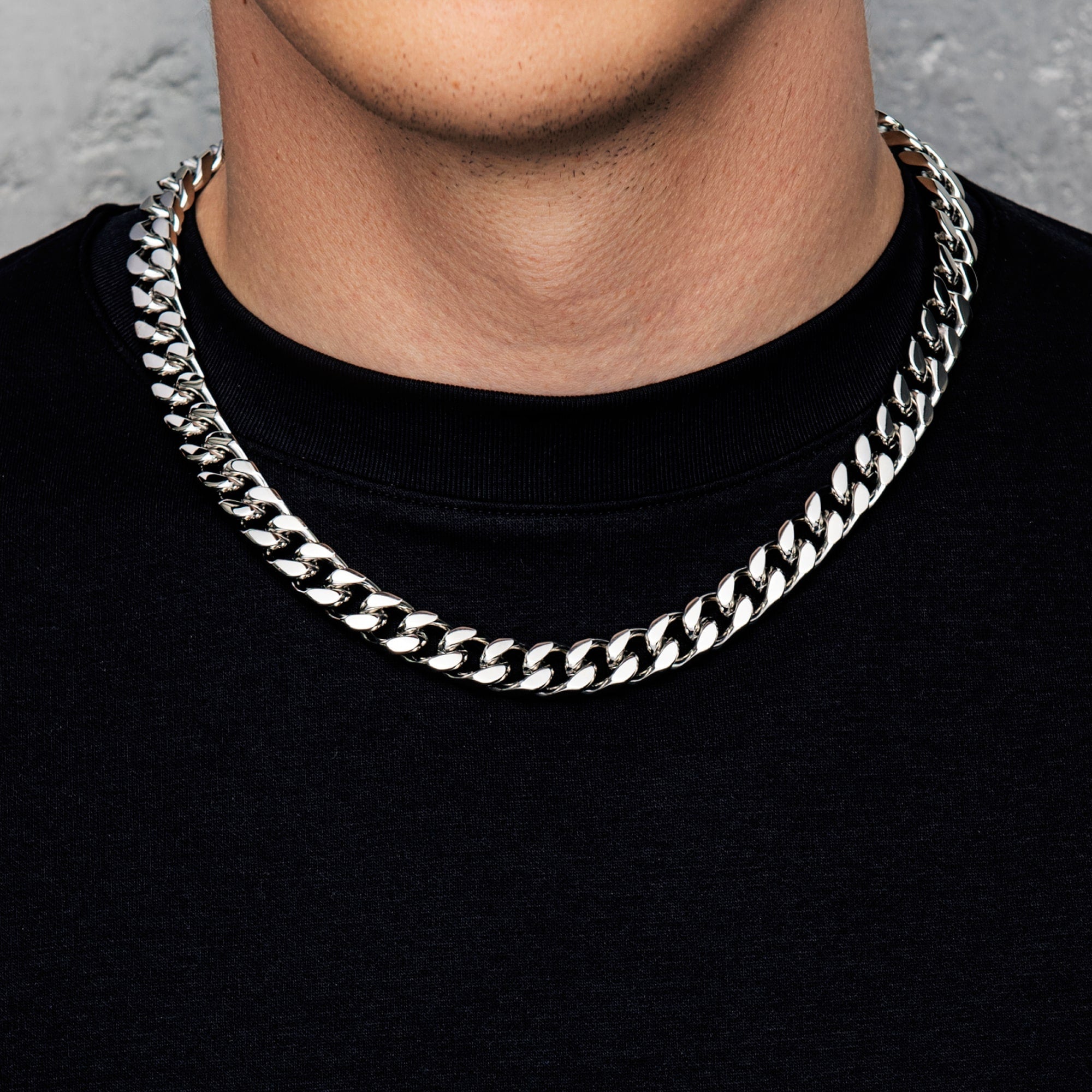 Curb Cuban Link Chain 12mm White Gold