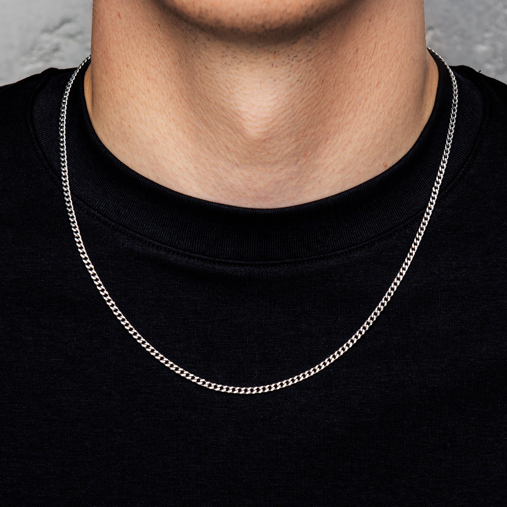 Curb Cuban Link Chain 3mm White Gold