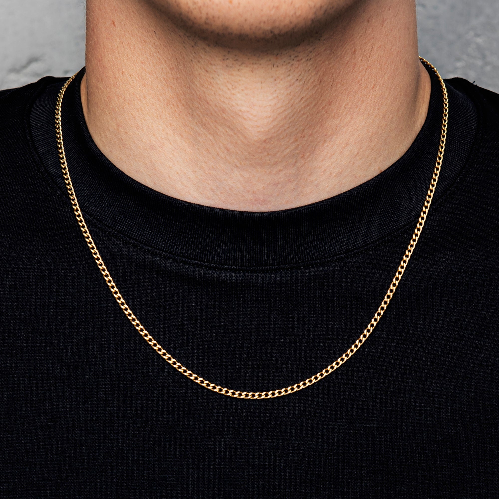 Curb Cuban Link Chain 3mm Gold