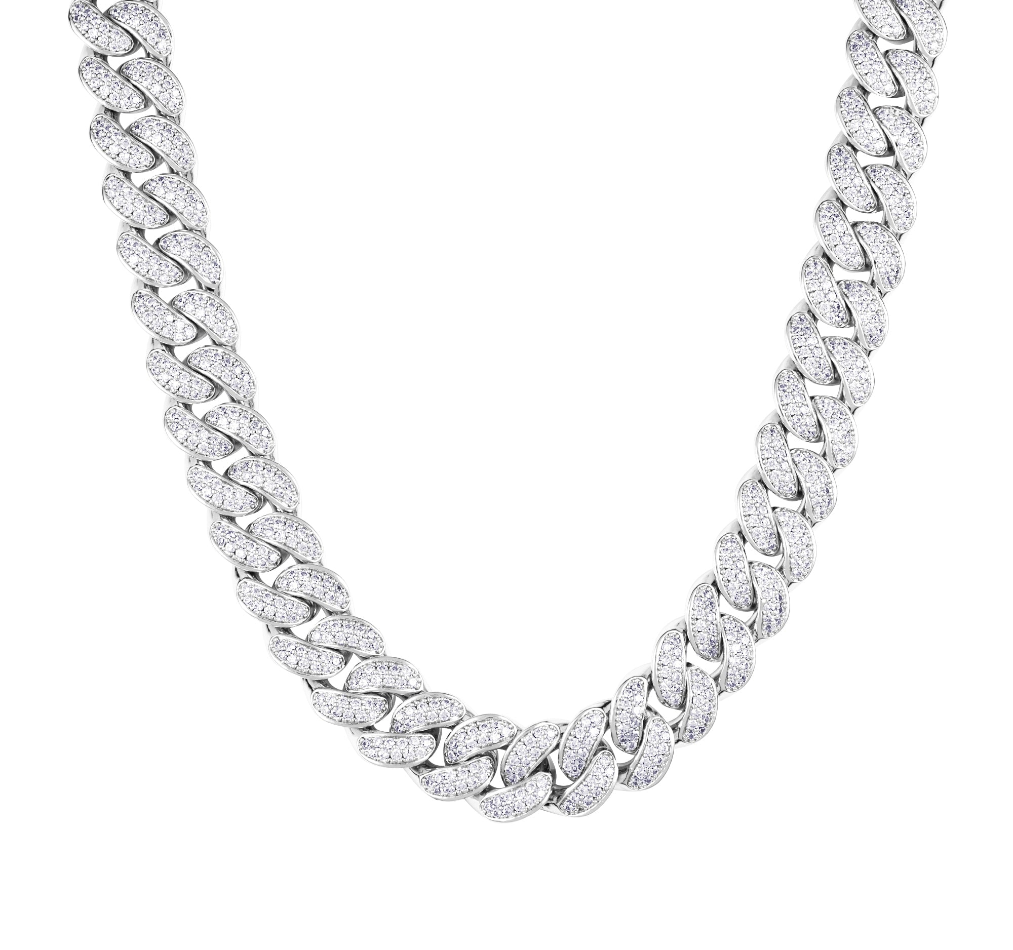 Diamond Cuban Link Chain 12mm White Gold
