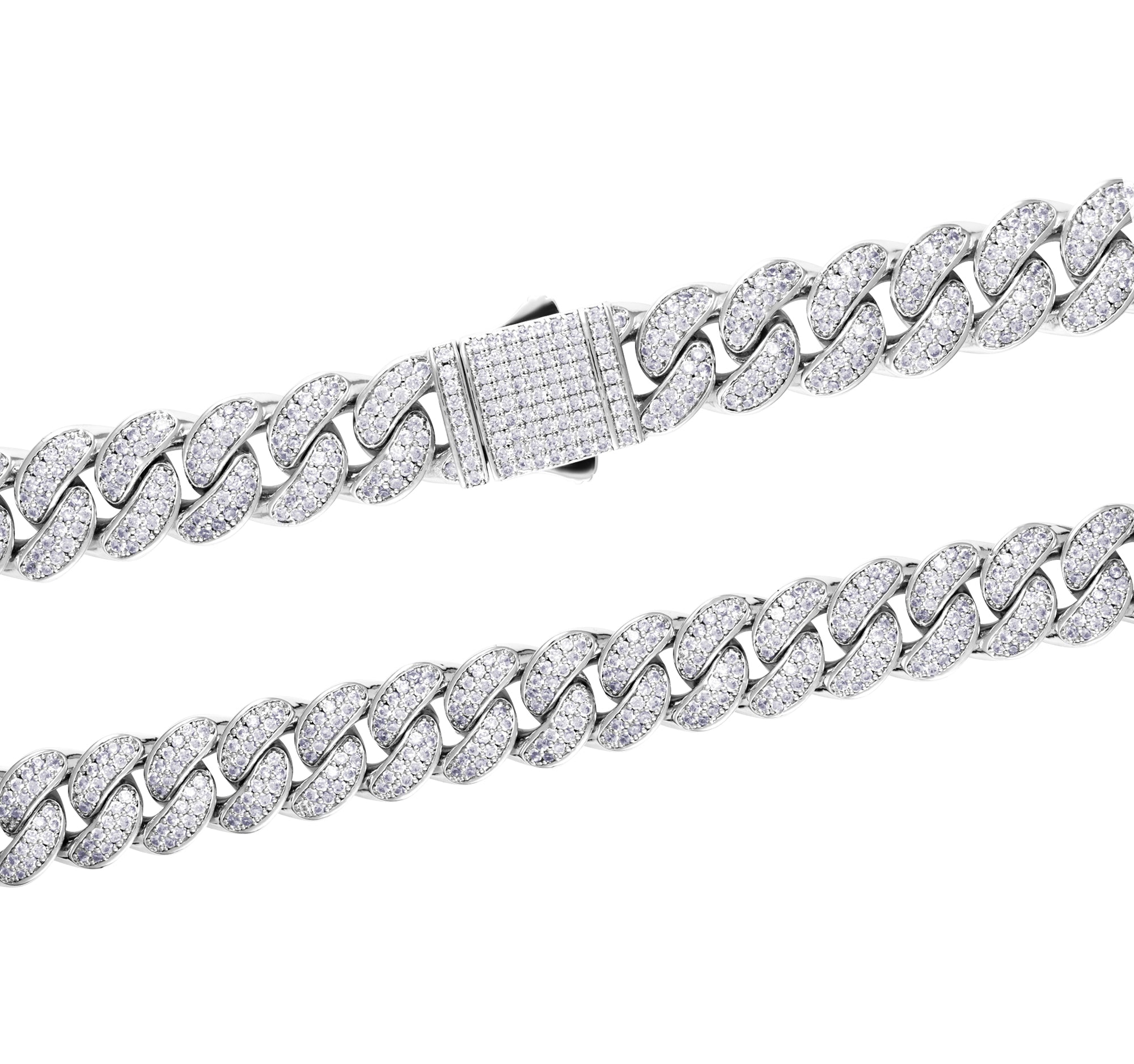 Diamond Cuban Link Chain 12mm White Gold