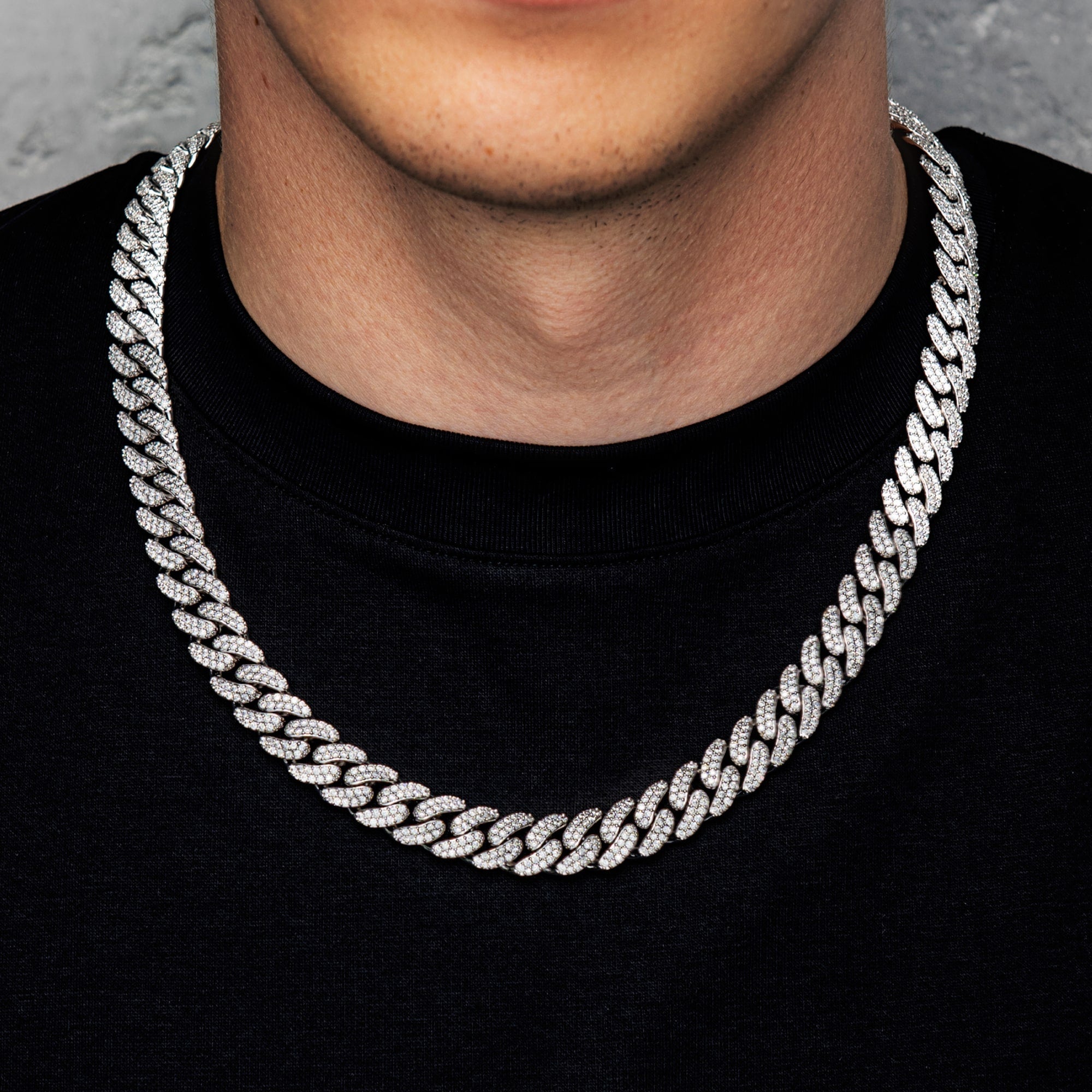 Premium Diamond Cuban Link Chain 12mm White Gold