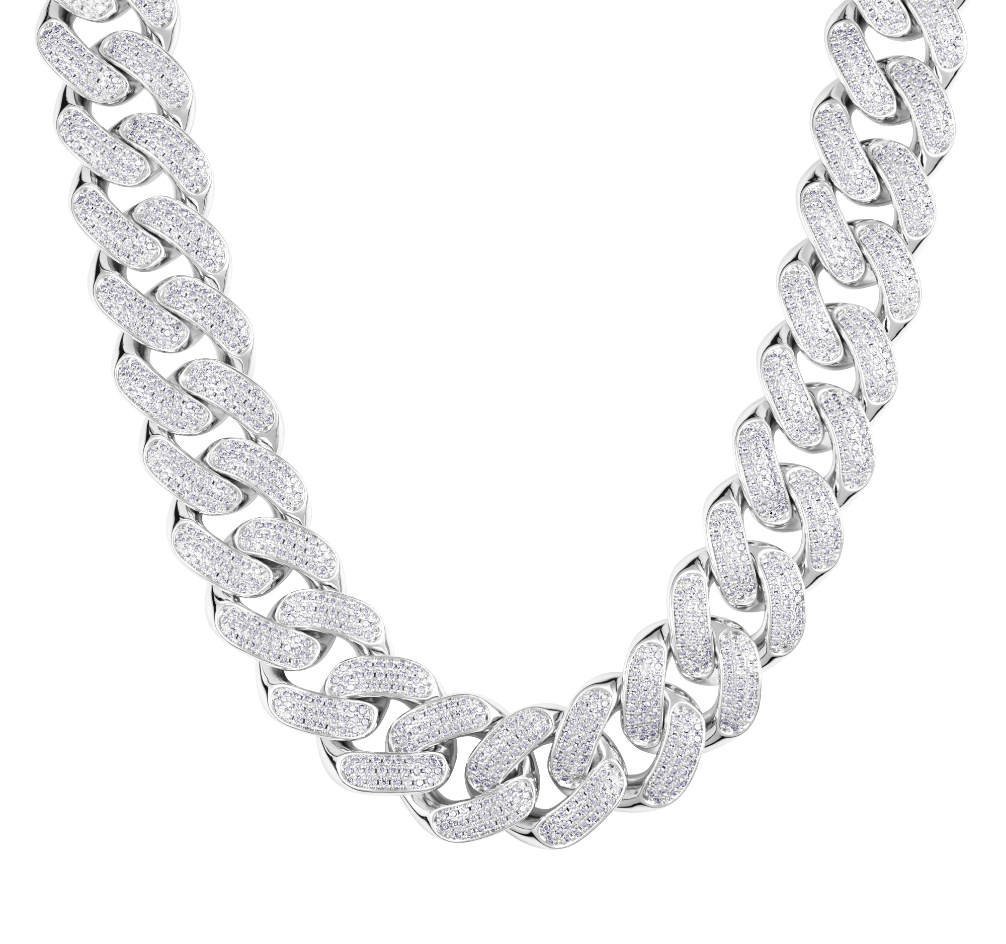 Diamond Cuban Link Chain 18mm White Gold