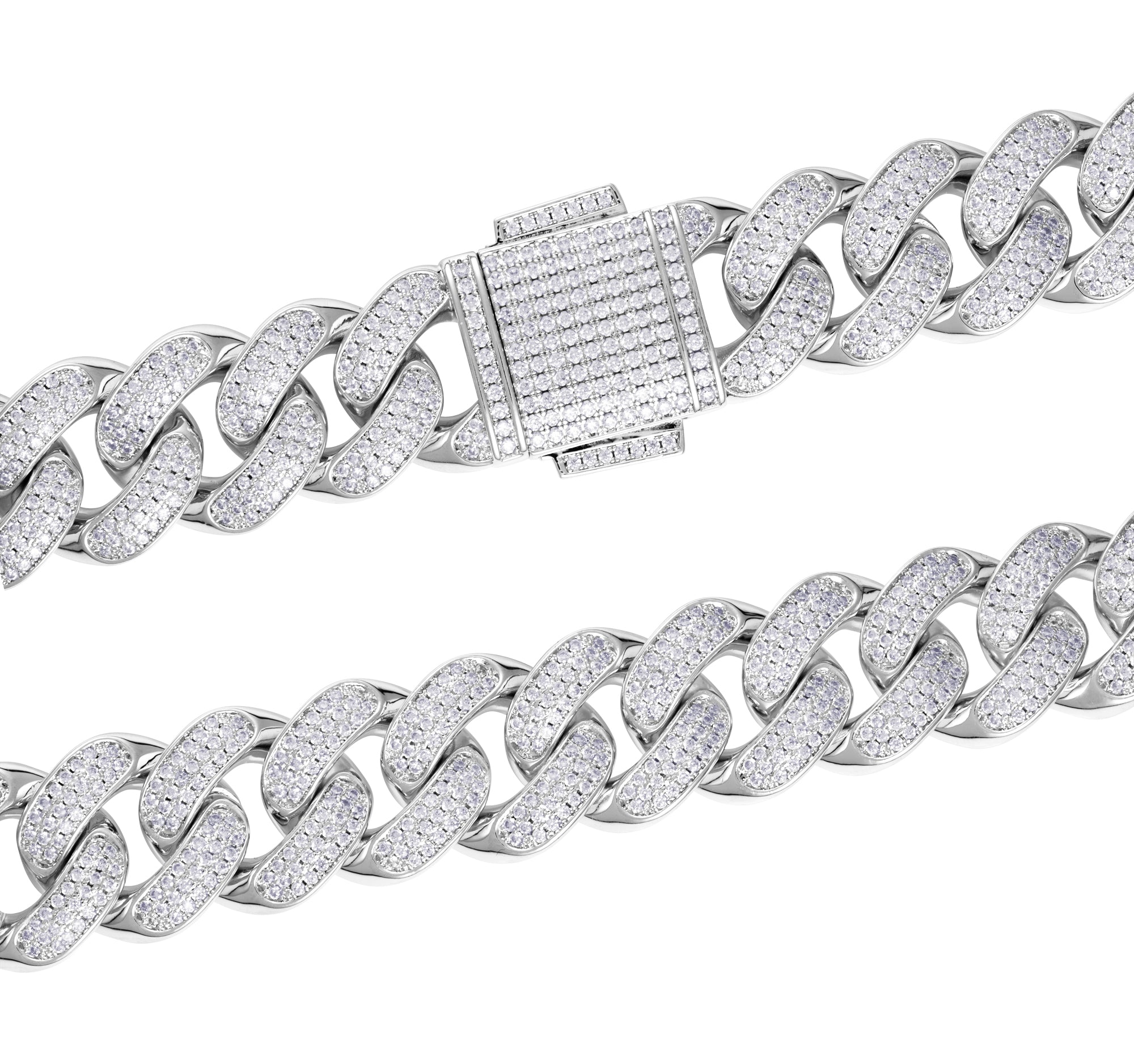Diamond Cuban Link Chain 18mm White Gold